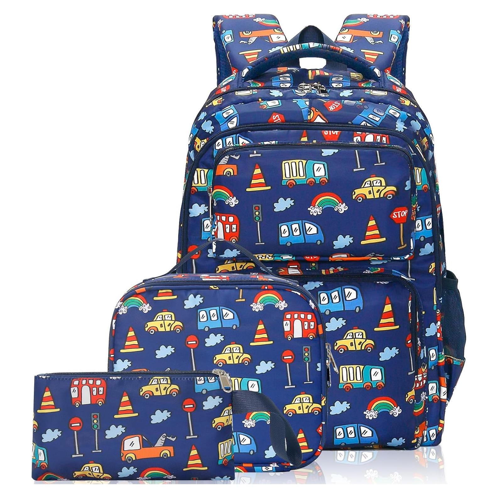 Set de 3 mochilas escolares YESGIRL con caja de almuerzo