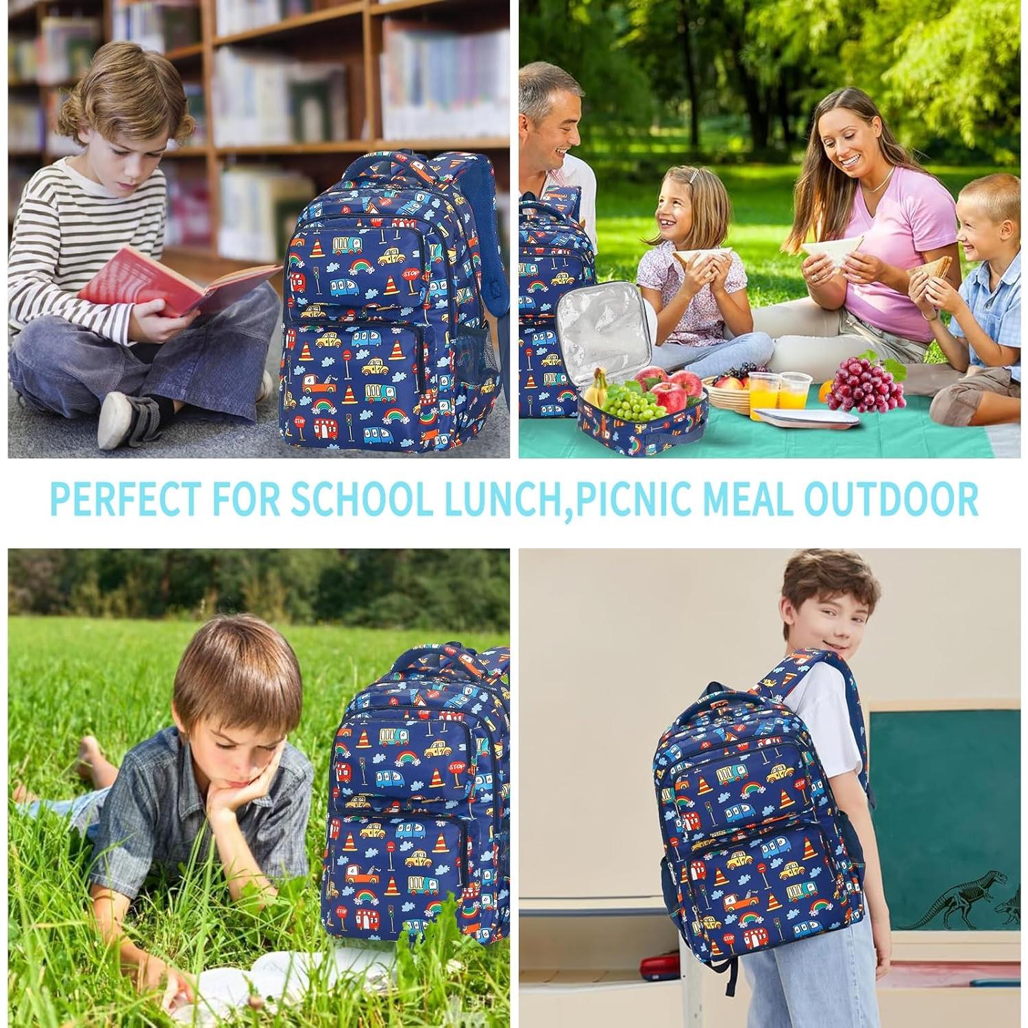 Set de 3 mochilas escolares YESGIRL con caja de almuerzo