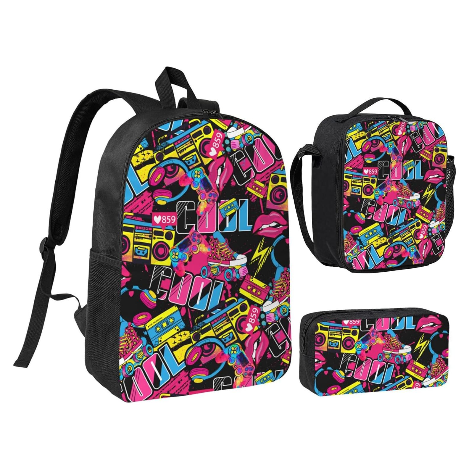 Mochila Escolar 3 en 1 Hip Hop Kid con Almuerzo y Estuche