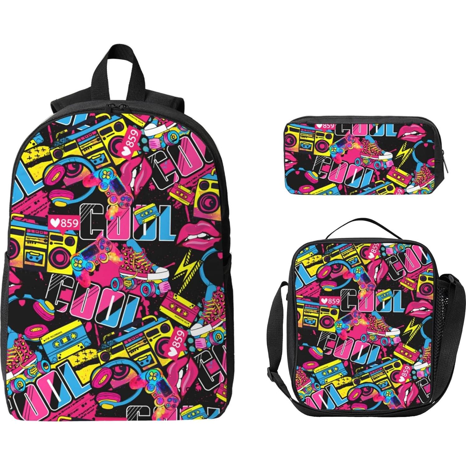 Mochila Escolar 3 en 1 Hip Hop Kid con Almuerzo y Estuche