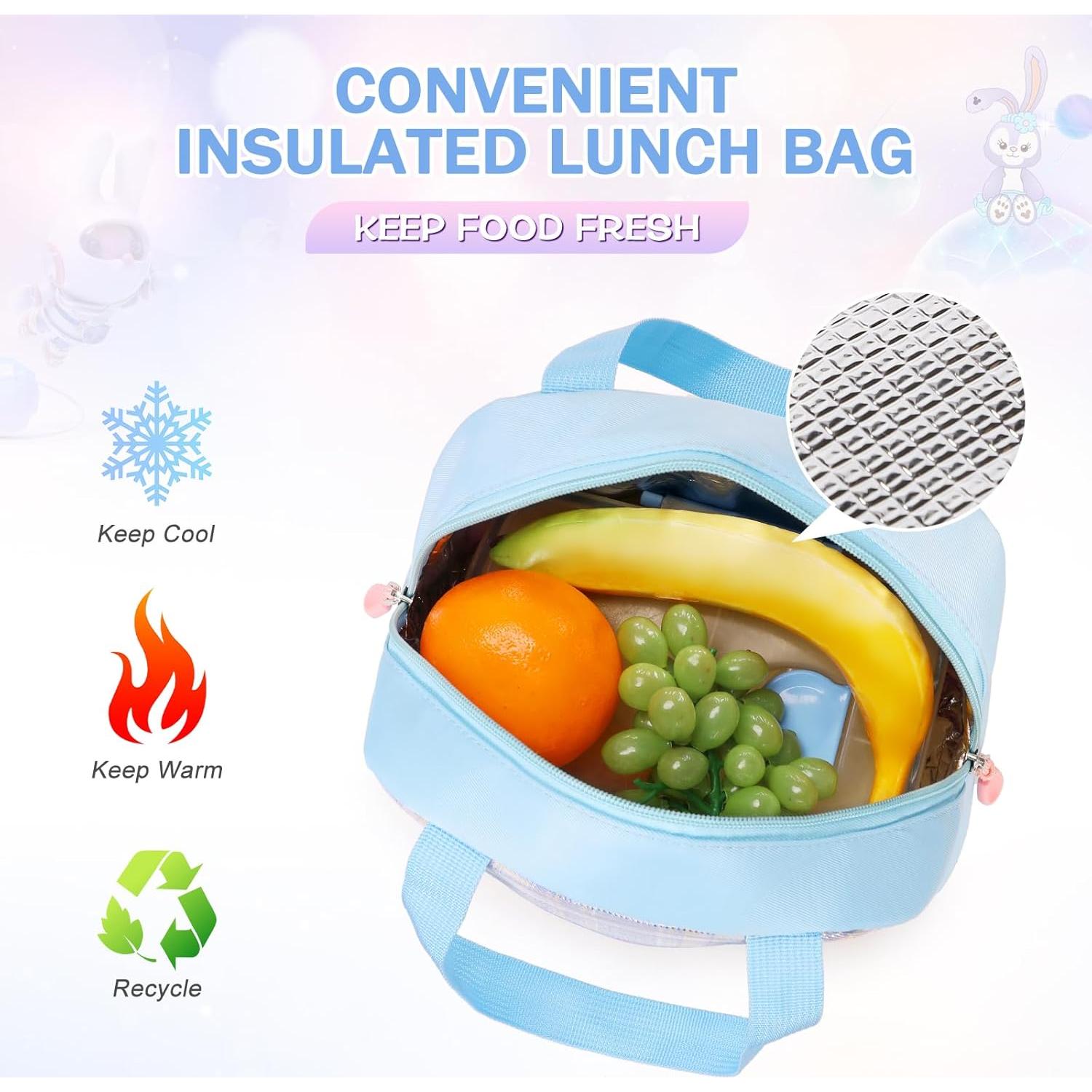 Mochila Escolar Kawaii Conejo Niñas 3PCS con Estuche y Almuerzo