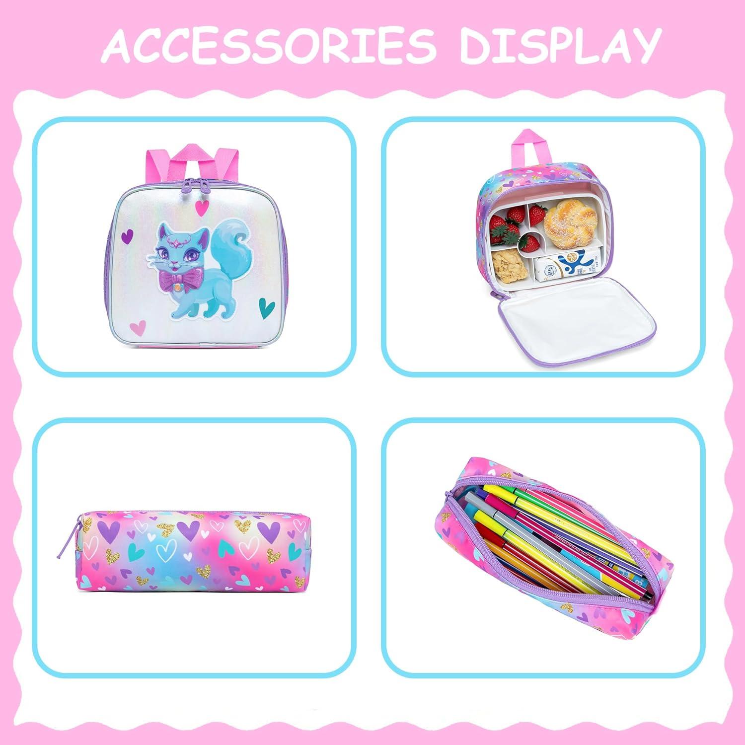 Mochila Rodante para Niñas Meetbelify Gato Púrpura 42x30x20cm