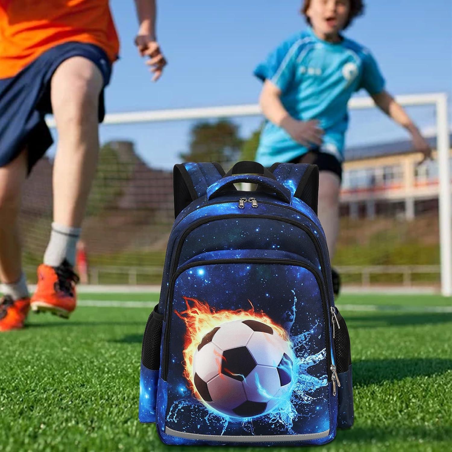 Mochila Escolar CAMTOP Niños Fútbol 40x12.7x28 cm Resistente