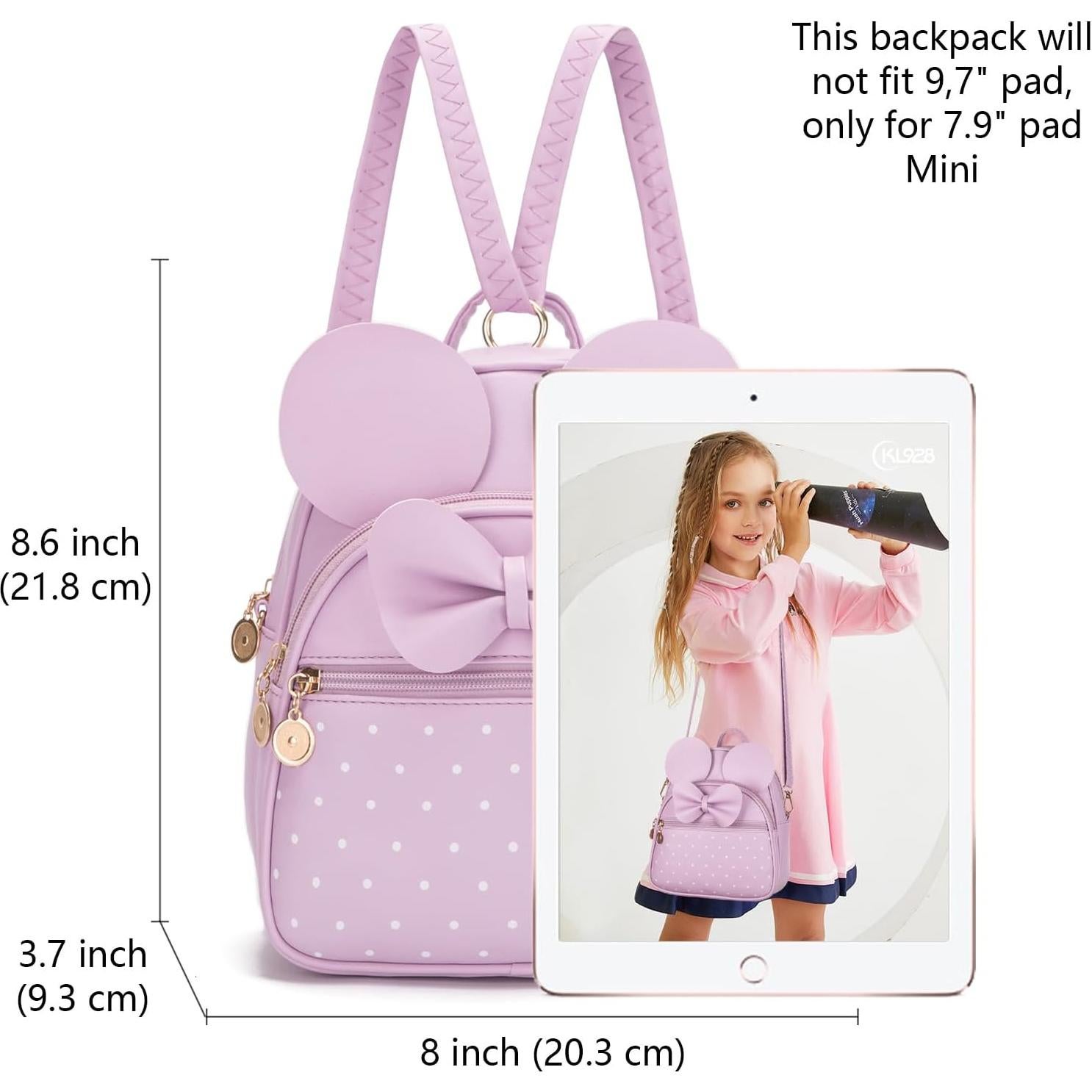 Mochila Mini KL928 Acolchada Lazo Lunares para Niñas