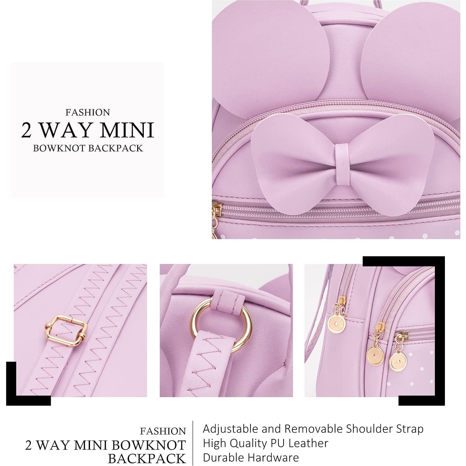 Mochila Mini KL928 Acolchada Lazo Lunares para Niñas