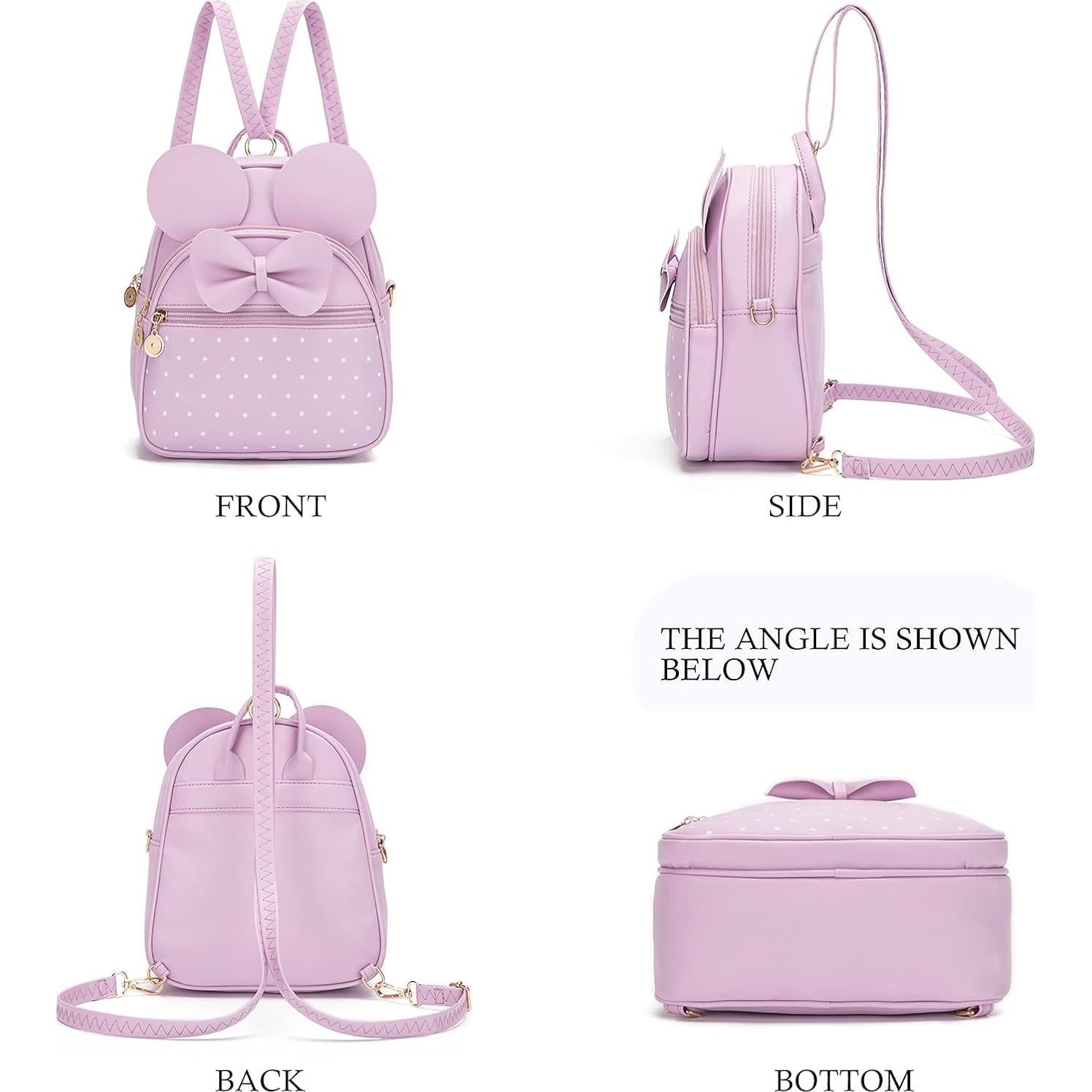 Mochila Mini KL928 Acolchada Lazo Lunares para Niñas