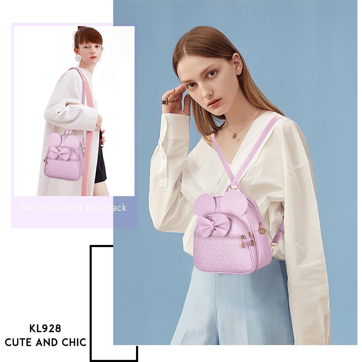 Mochila Mini KL928 Acolchada Lazo Lunares para Niñas