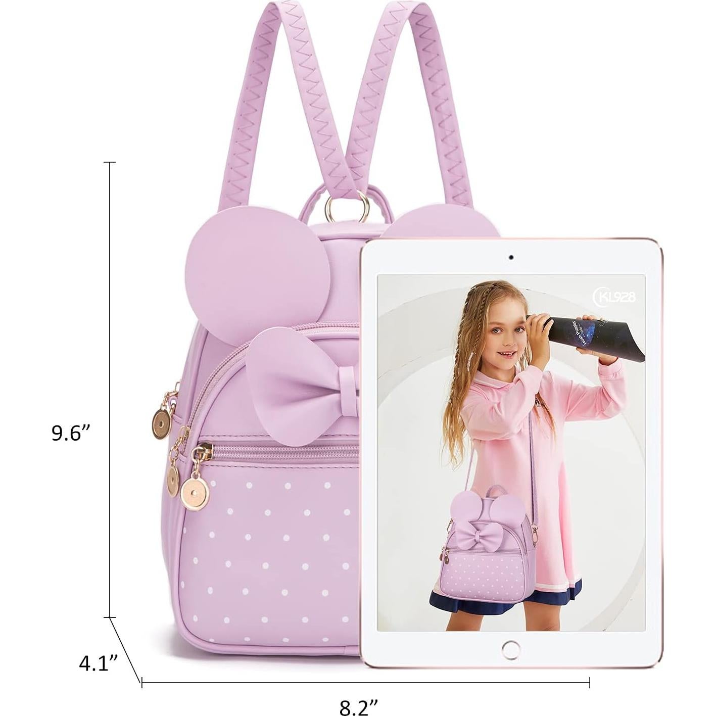 Mochila Mini KL928 Acolchada Lazo Lunares para Niñas