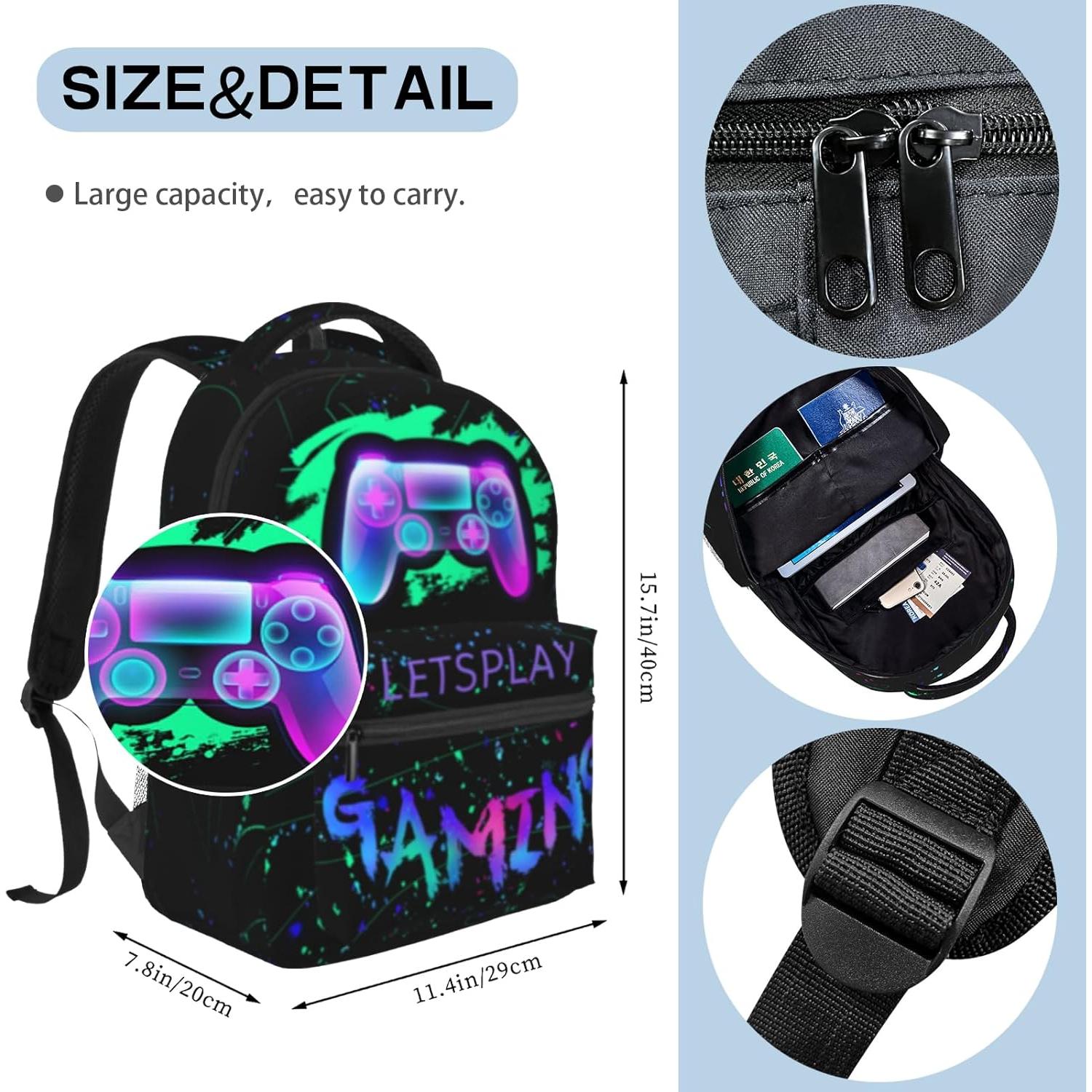 Mochila Escolar Niños 8-10 Años Gamepad Resistente Agua