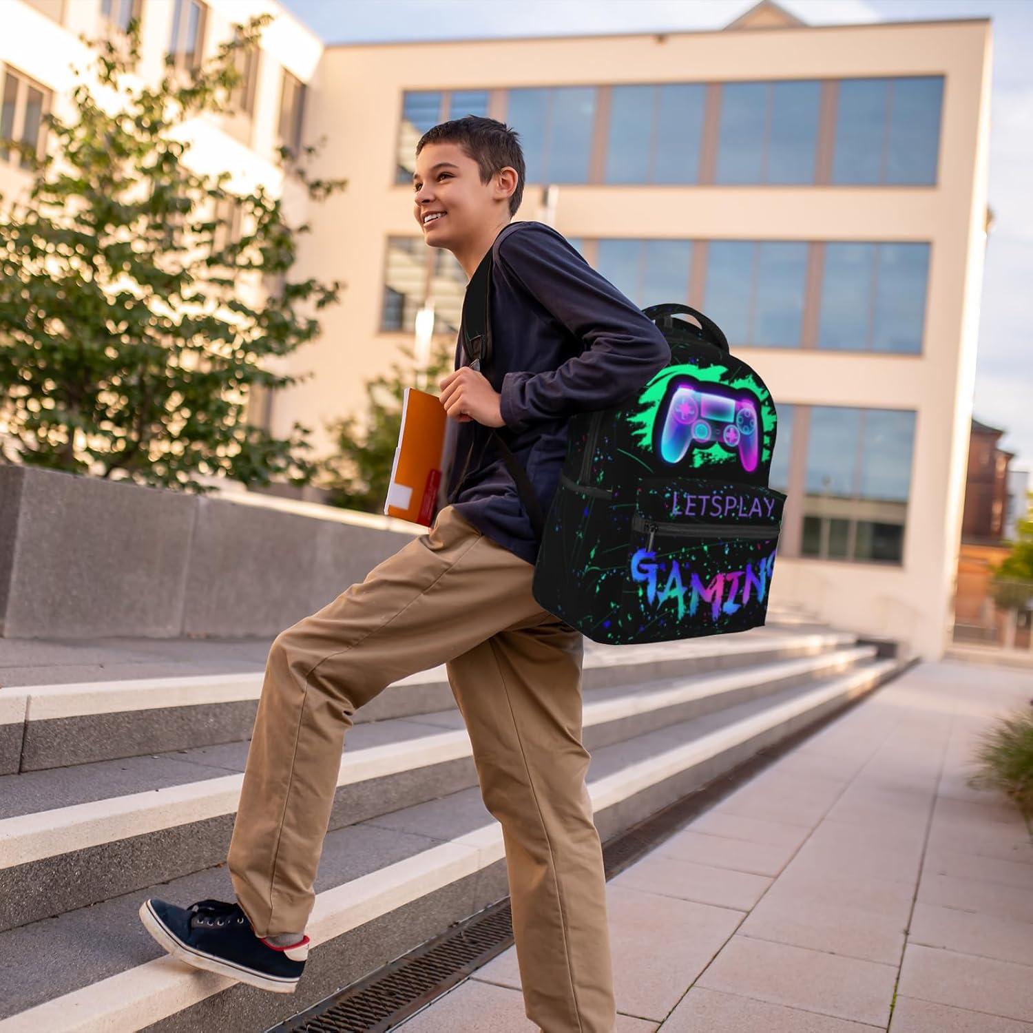 Mochila Escolar Niños 8-10 Años Gamepad Resistente Agua