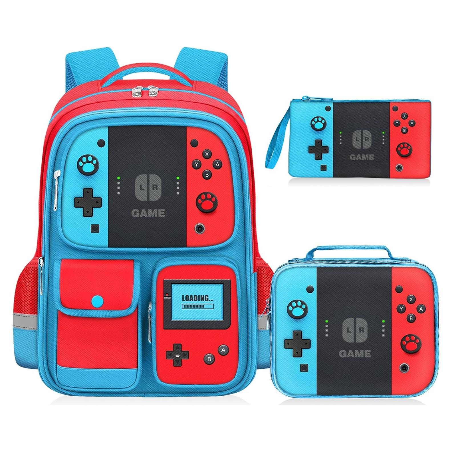 Set de 3 Mochilas Gamer para Niños con Almuerzo - 43 cm