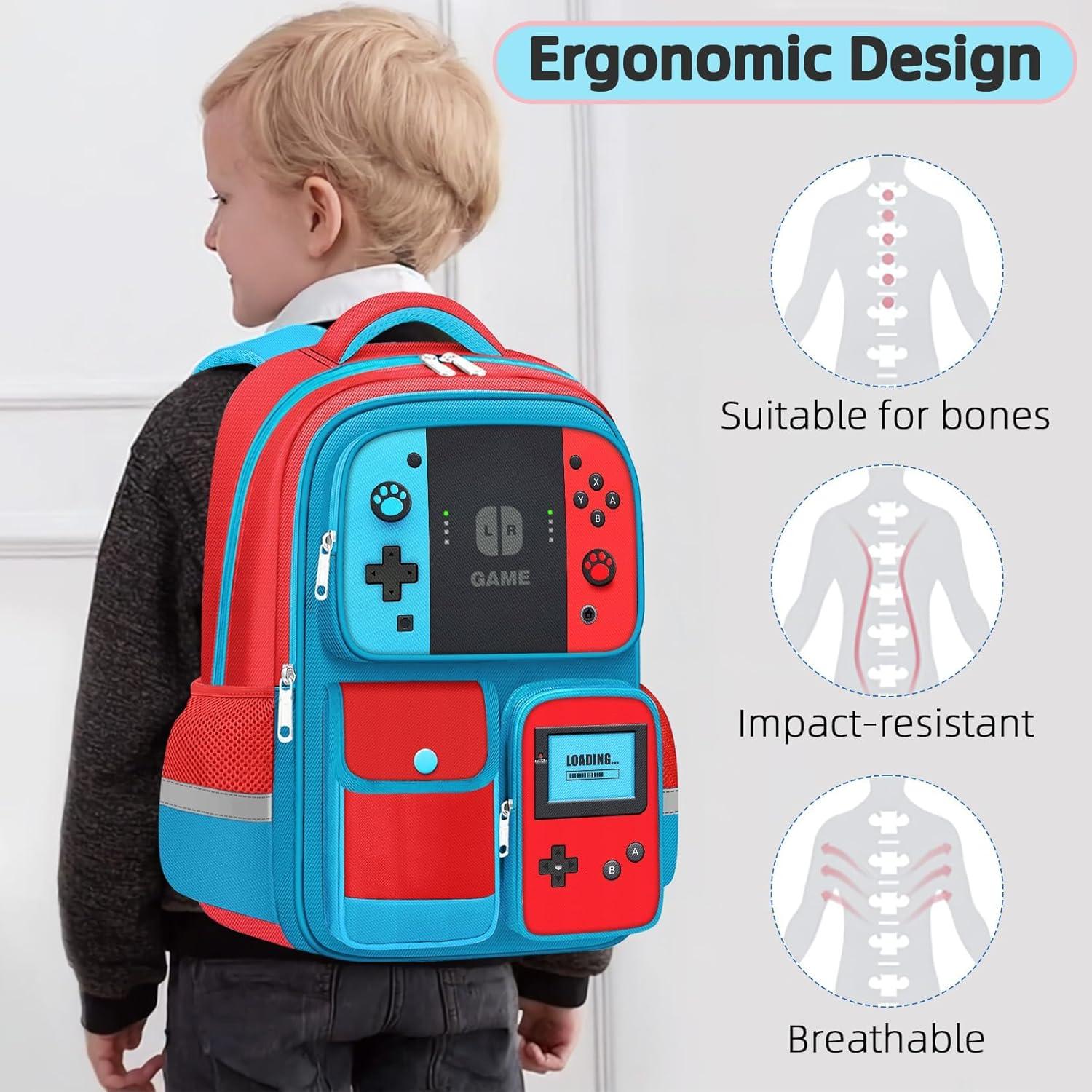 Set de 3 Mochilas Gamer para Niños con Almuerzo - 43 cm