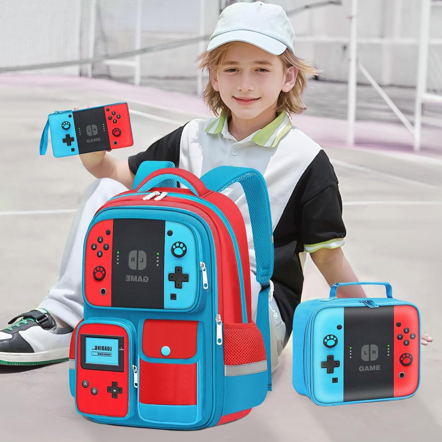 Set de 3 Mochilas Gamer para Niños con Almuerzo - 43 cm