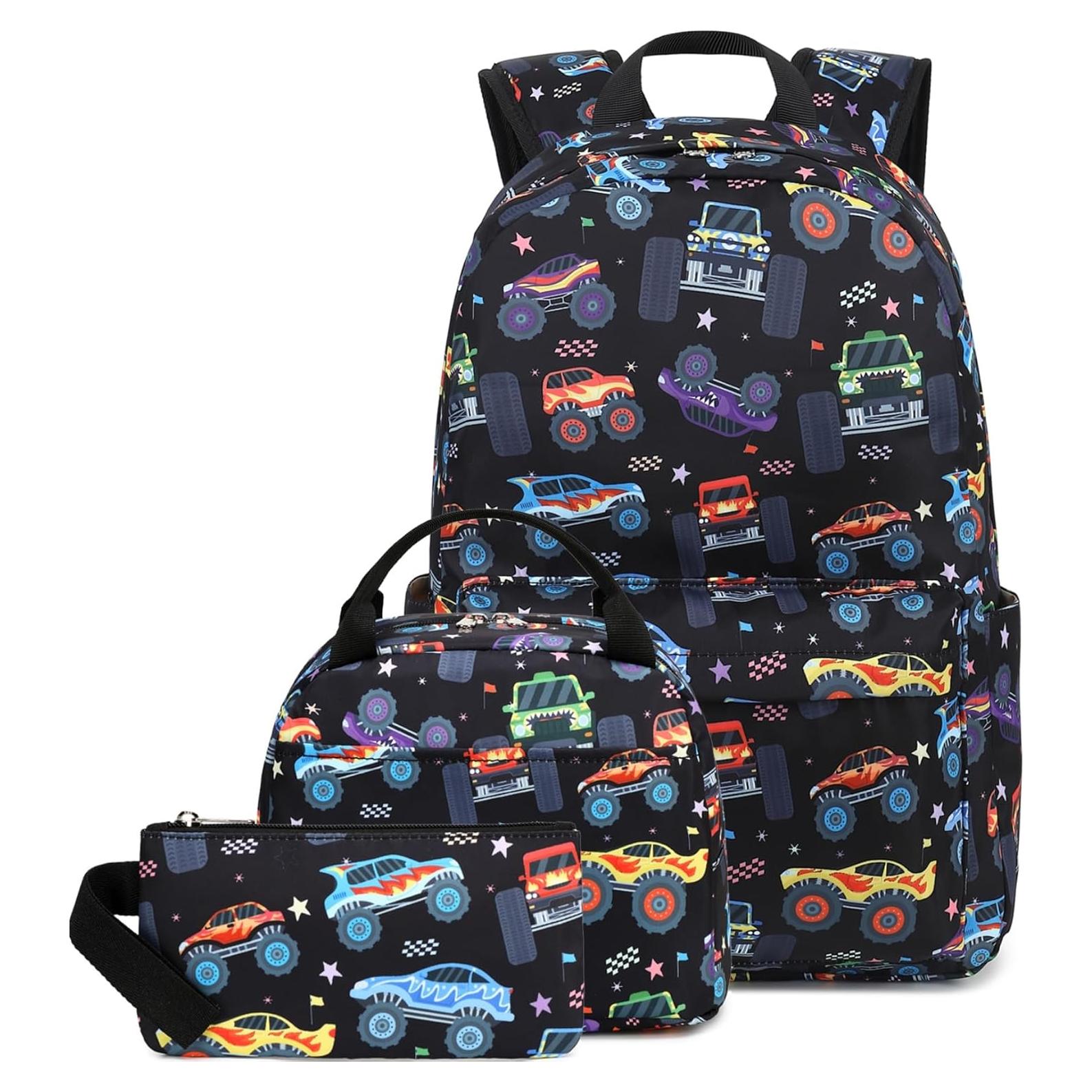 Mochila Escolar CAMTOP Monster Truck con Bolsa de Almuerzo