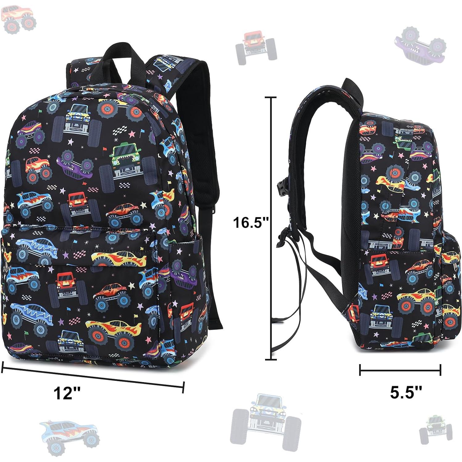 Mochila Escolar CAMTOP Monster Truck con Bolsa de Almuerzo