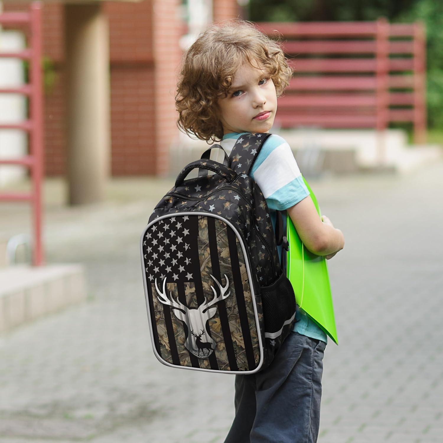 Mochila Escolar Camo Impermeable para Niños 33x18x46cm