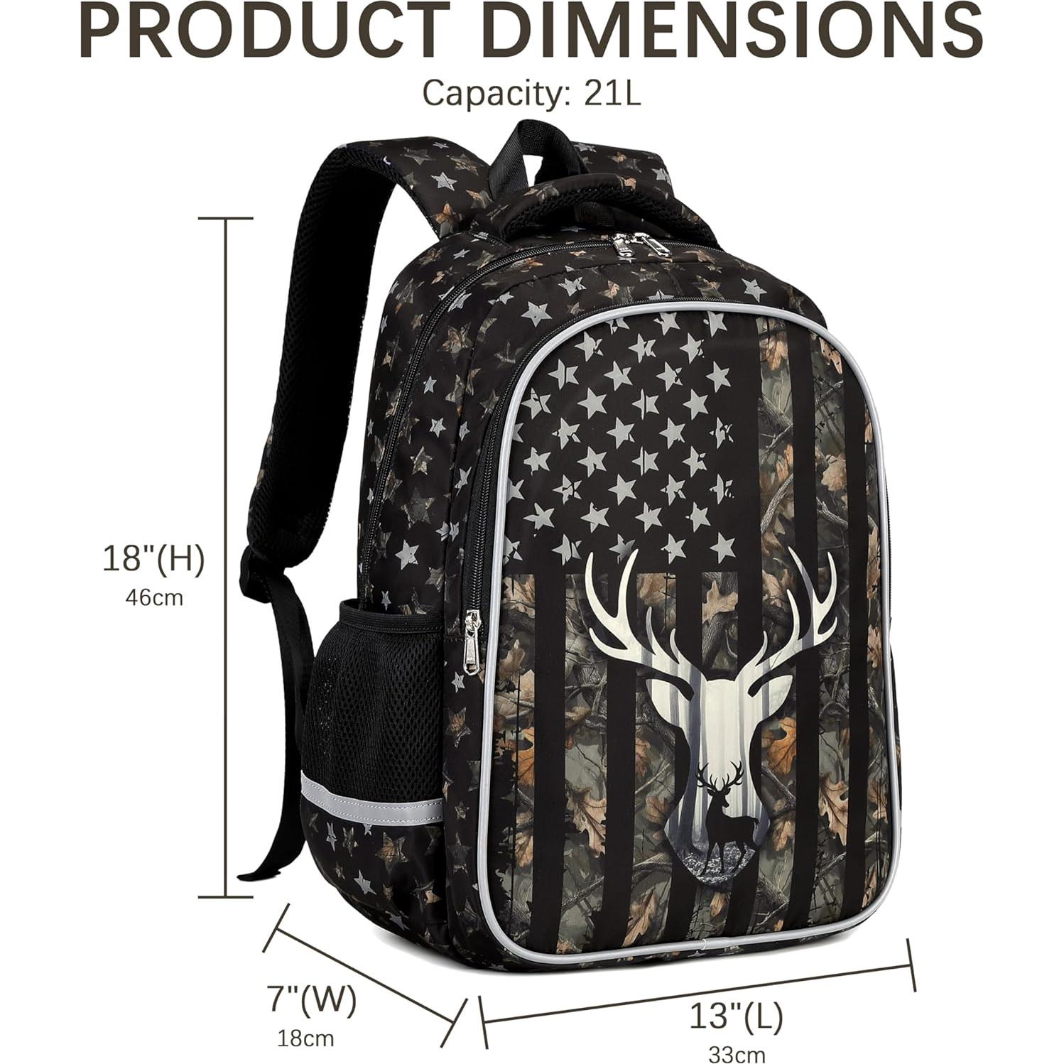 Mochila Escolar Camo Impermeable para Niños 33x18x46cm