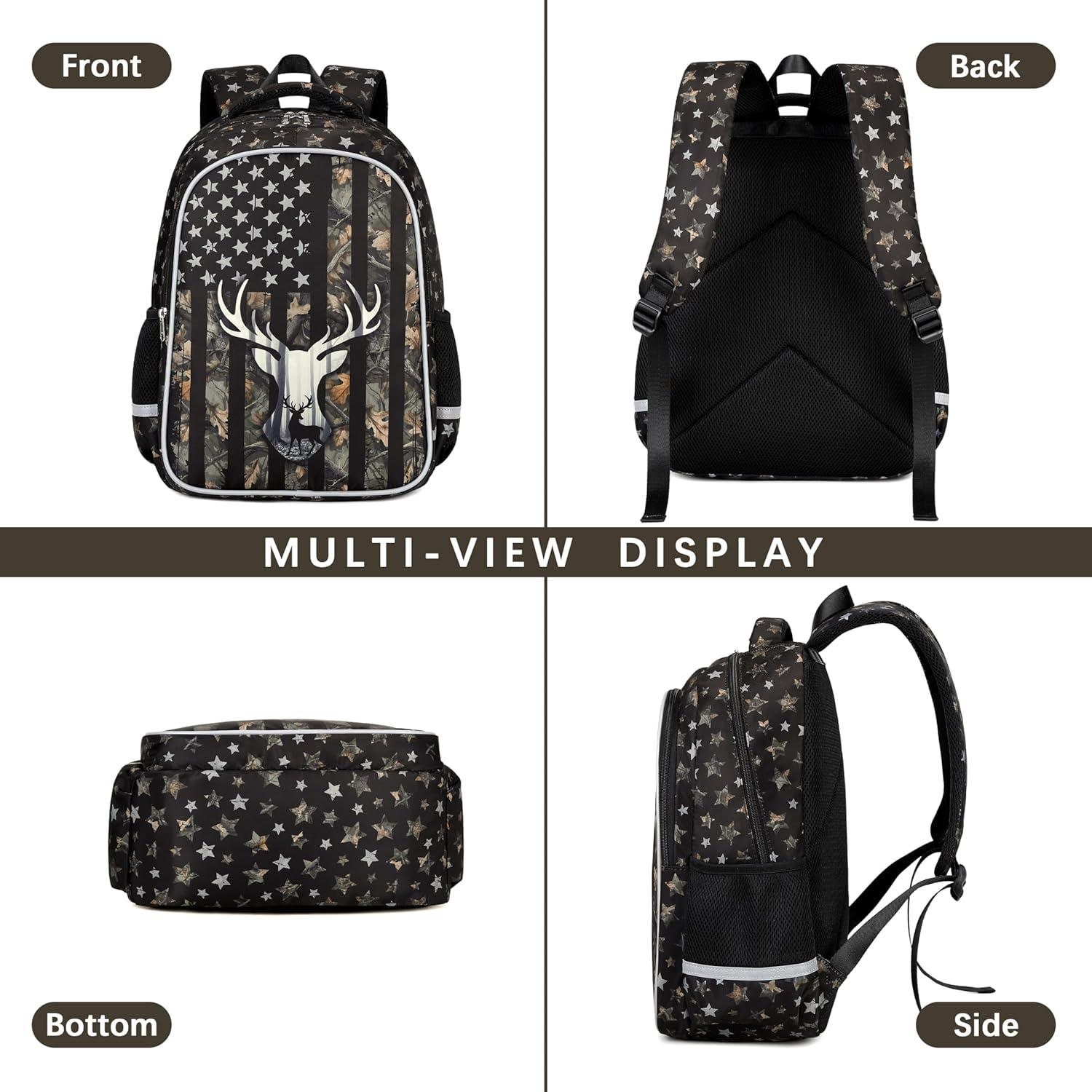 Mochila Escolar Camo Impermeable para Niños 33x18x46cm