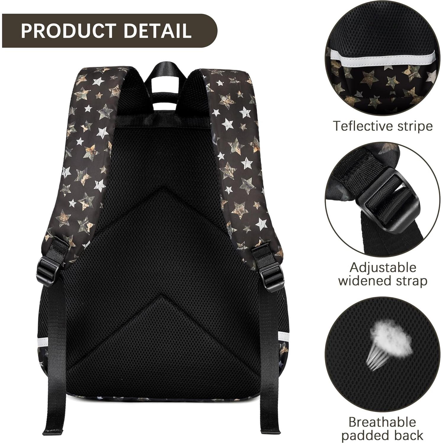 Mochila Escolar Camo Impermeable para Niños 33x18x46cm