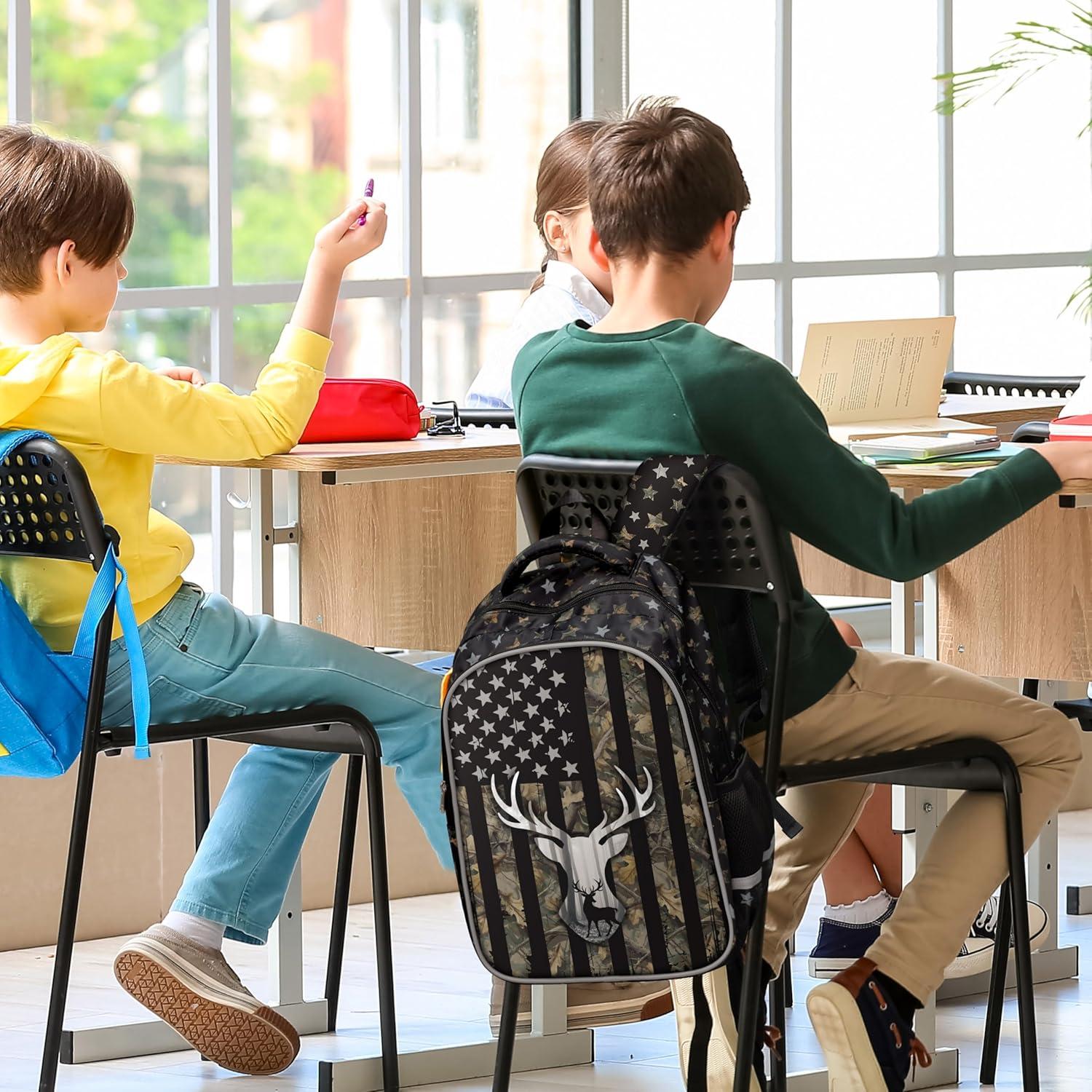 Mochila Escolar Camo Impermeable para Niños 33x18x46cm