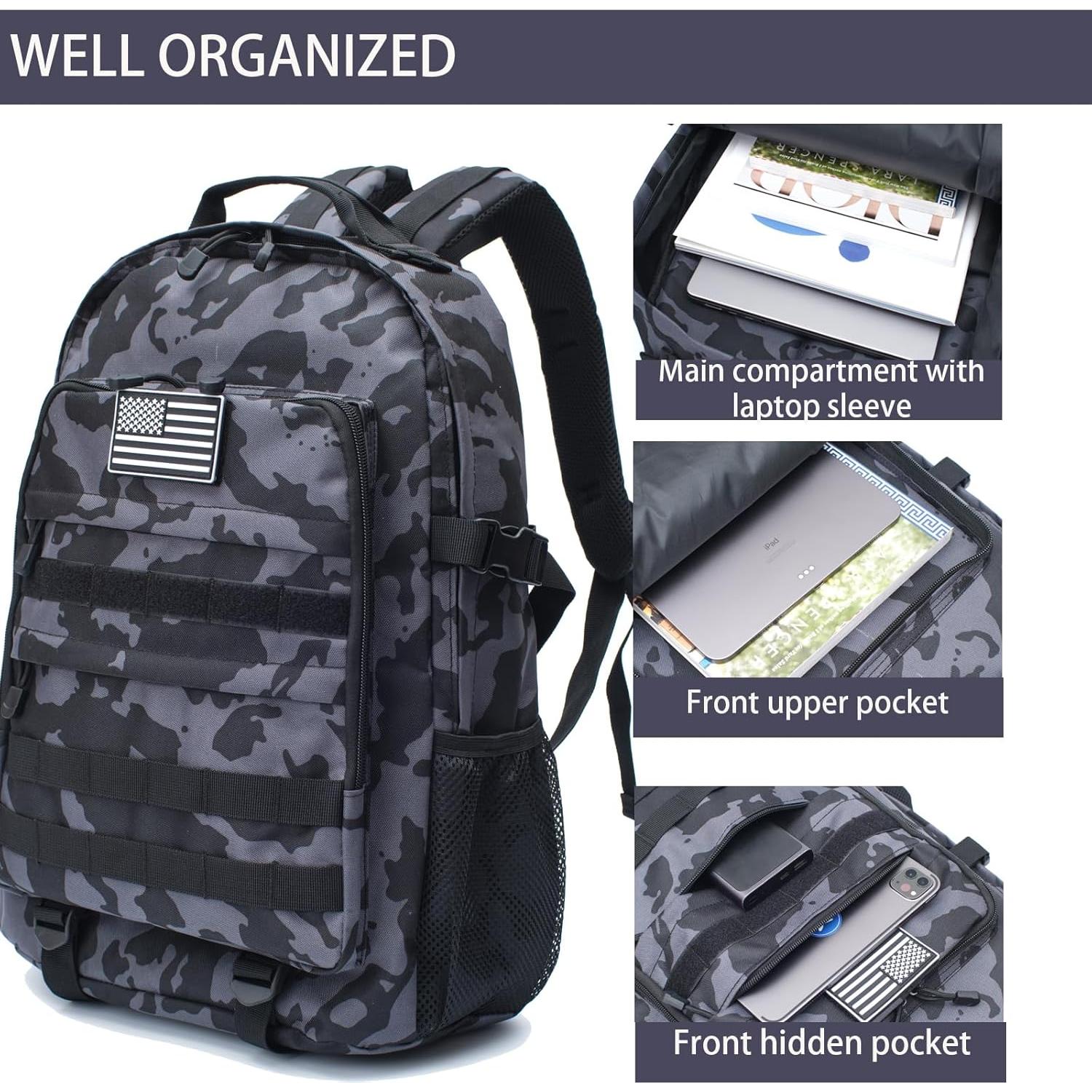 Mochila Camo WOWCOIN 35L Impermeable para Niños