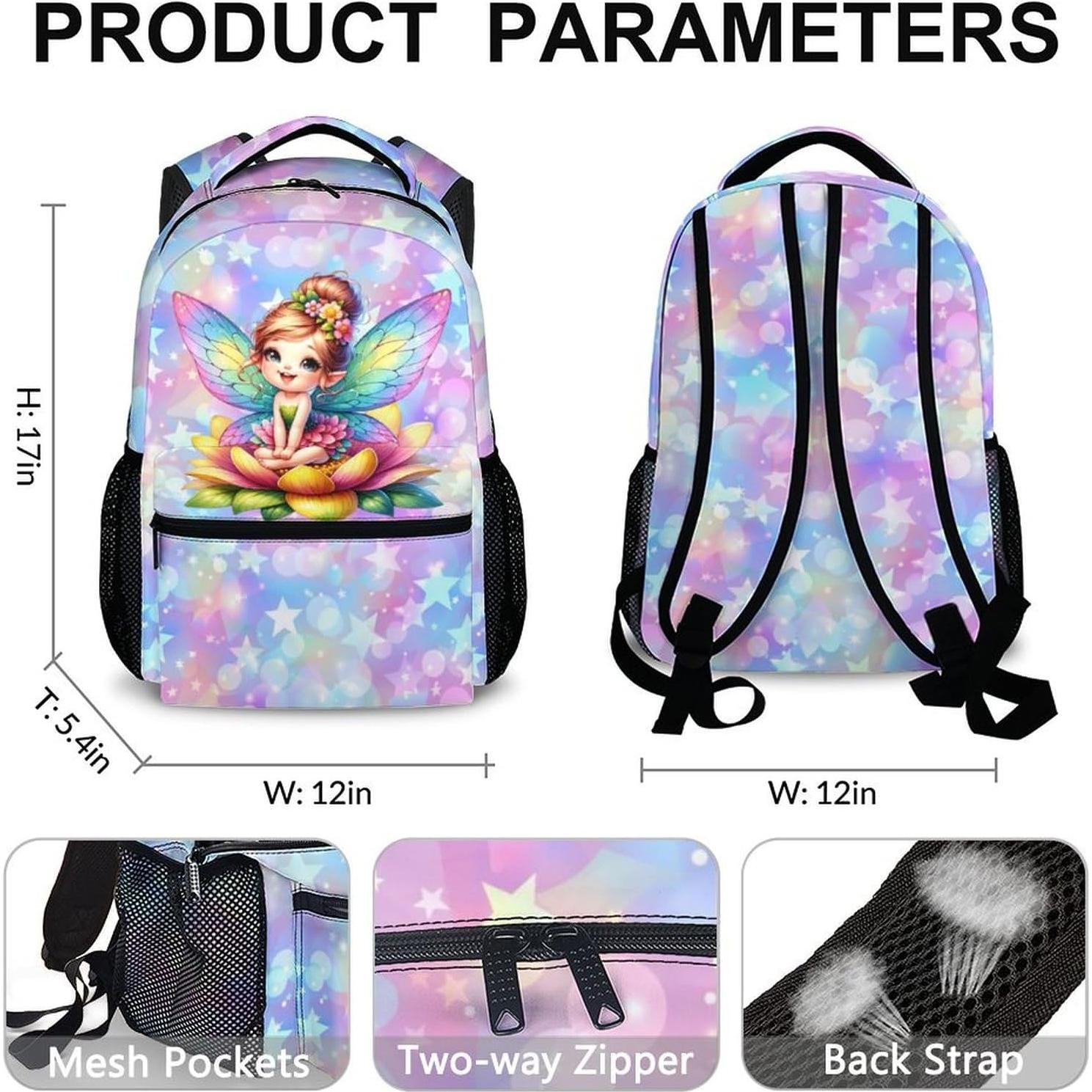 Mochila Escolar para Niñas Hadas 30.5x13.7x43.2 cm