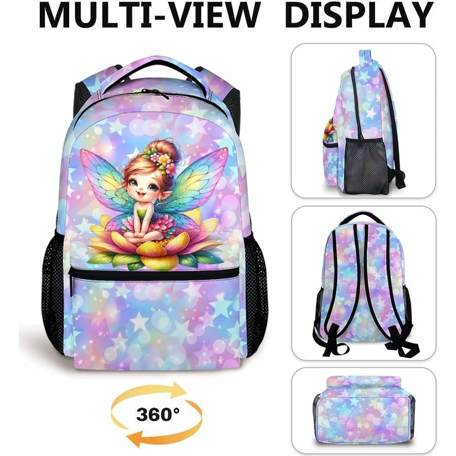 Mochila Escolar para Niñas Hadas 30.5x13.7x43.2 cm