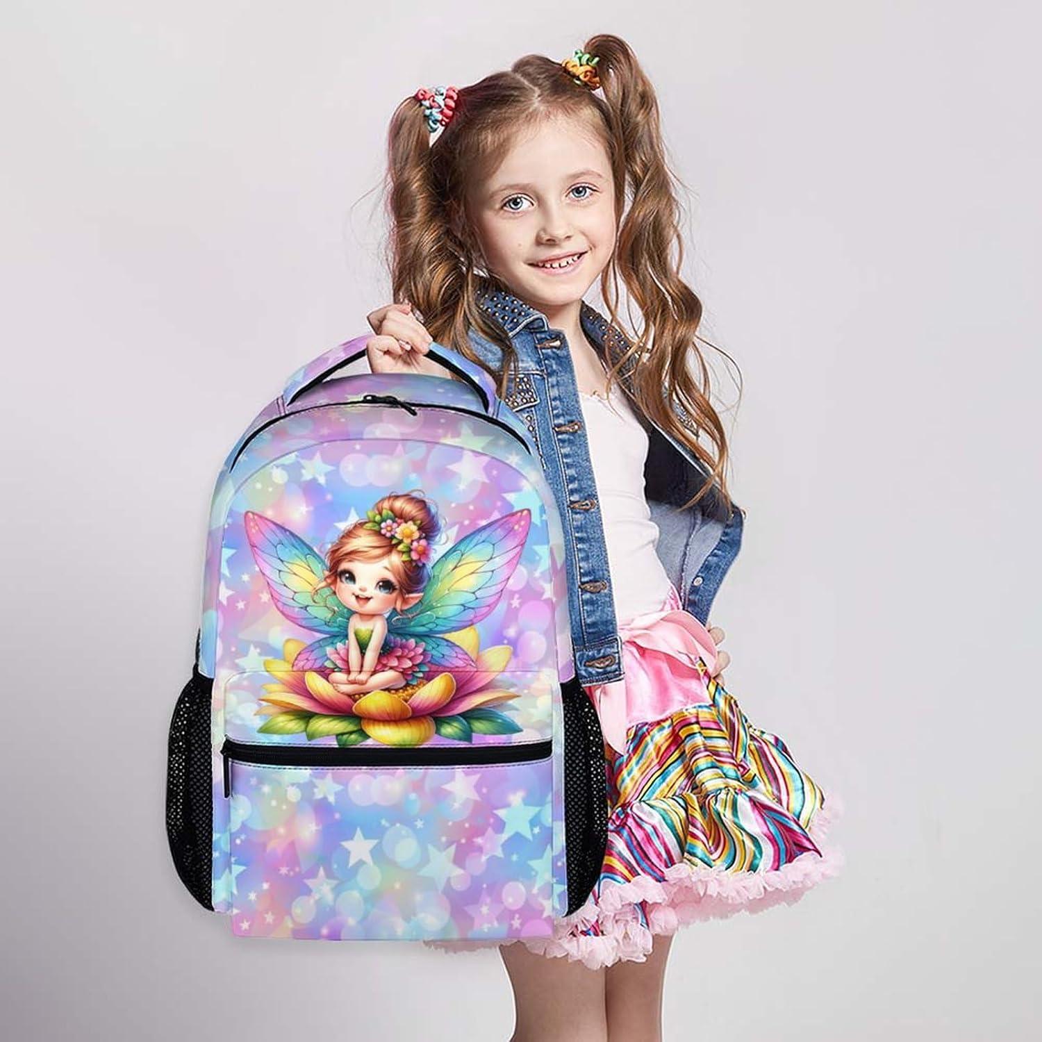 Mochila Escolar para Niñas Hadas 30.5x13.7x43.2 cm