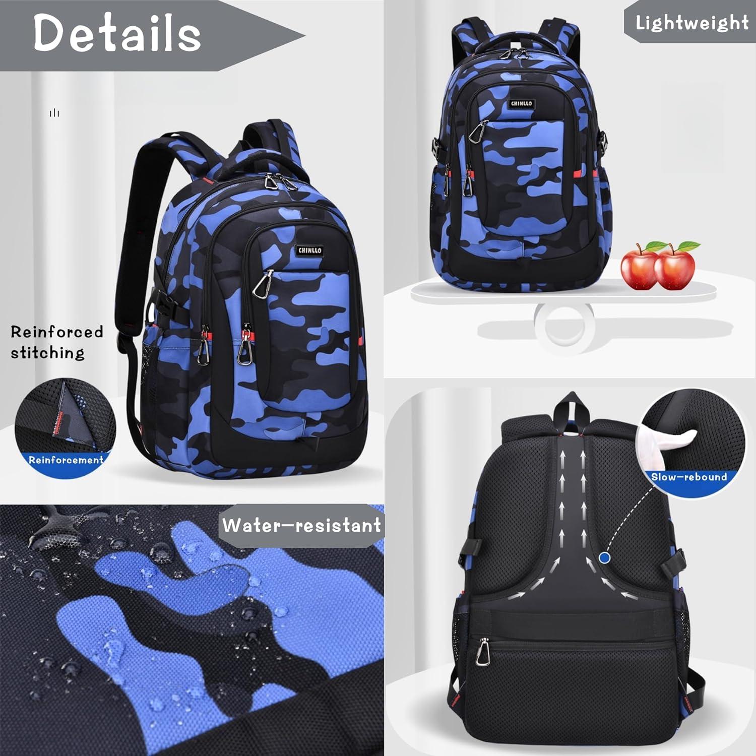 Mochila Escolar Camo para Niños 31x18x45 cm Resistente Agua