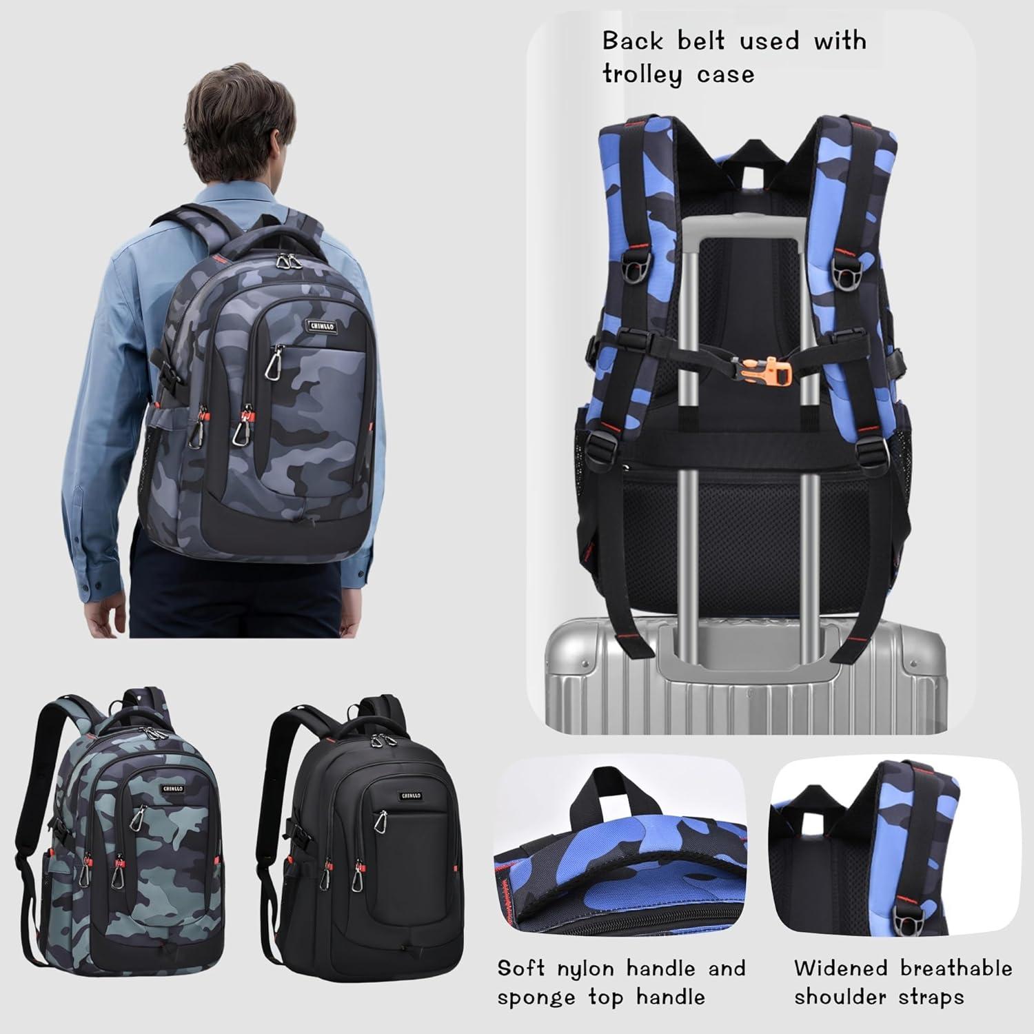 Mochila Escolar Camo para Niños 31x18x45 cm Resistente Agua