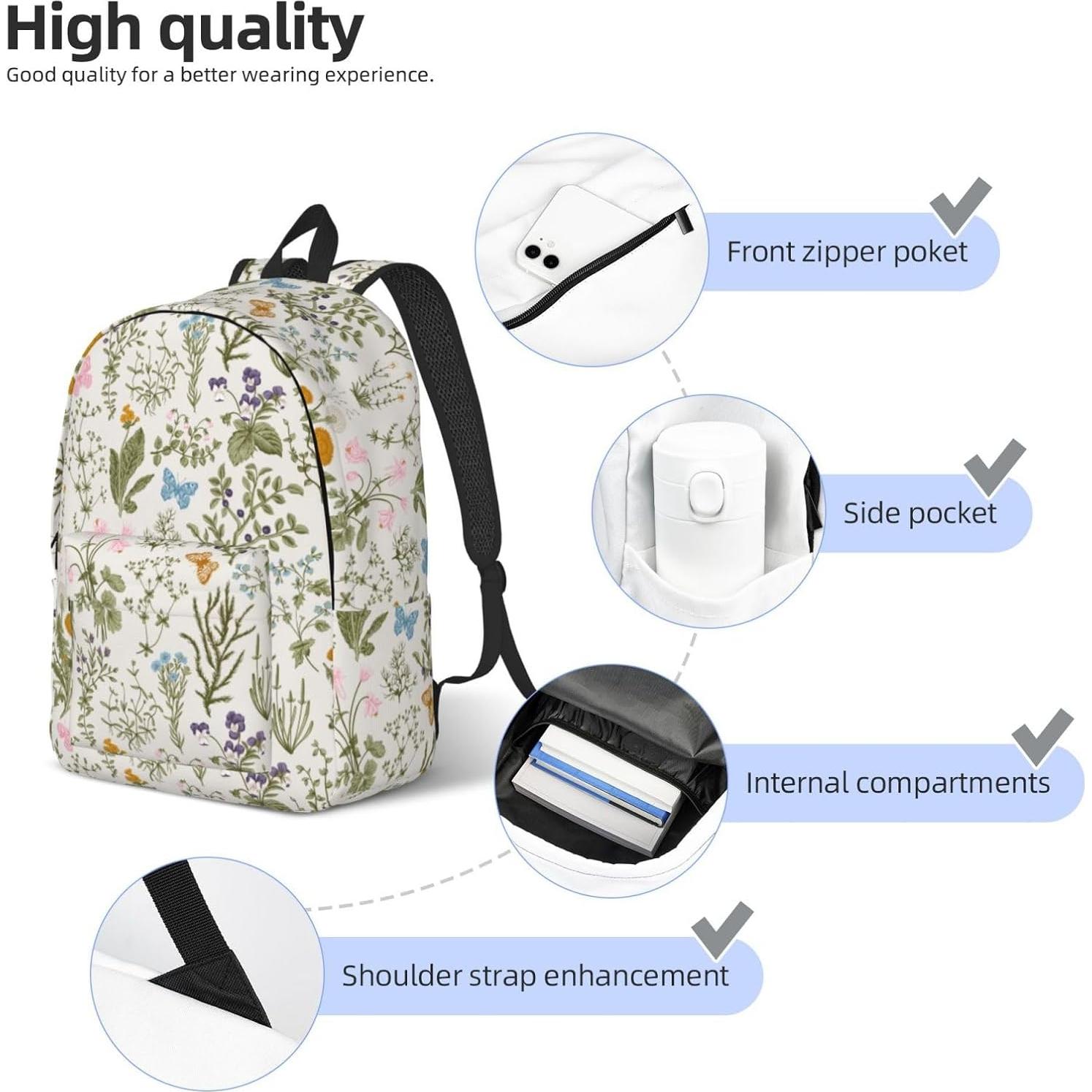 Mochila Lona Floral Vintage 15" GVGOAGL Unisex 16L