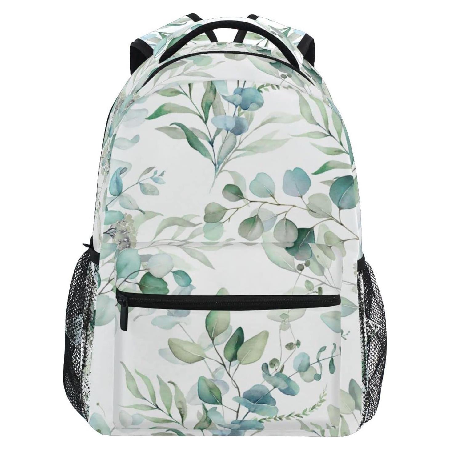 Mochila Escolar Miaoquhe Hojas Verdes Salvia 15L 40x17x29cm