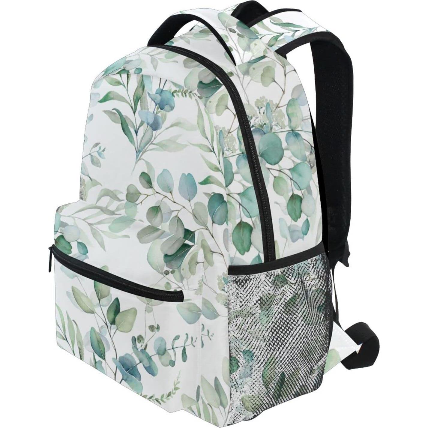 Mochila Escolar Miaoquhe Hojas Verdes Salvia 15L 40x17x29cm