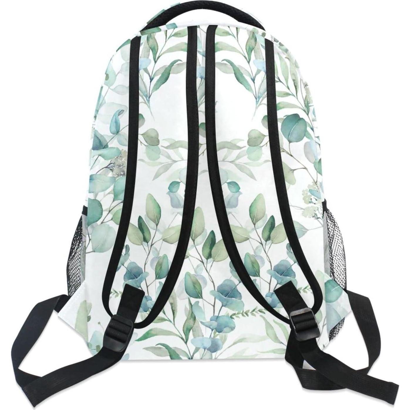 Mochila Escolar Miaoquhe Hojas Verdes Salvia 15L 40x17x29cm