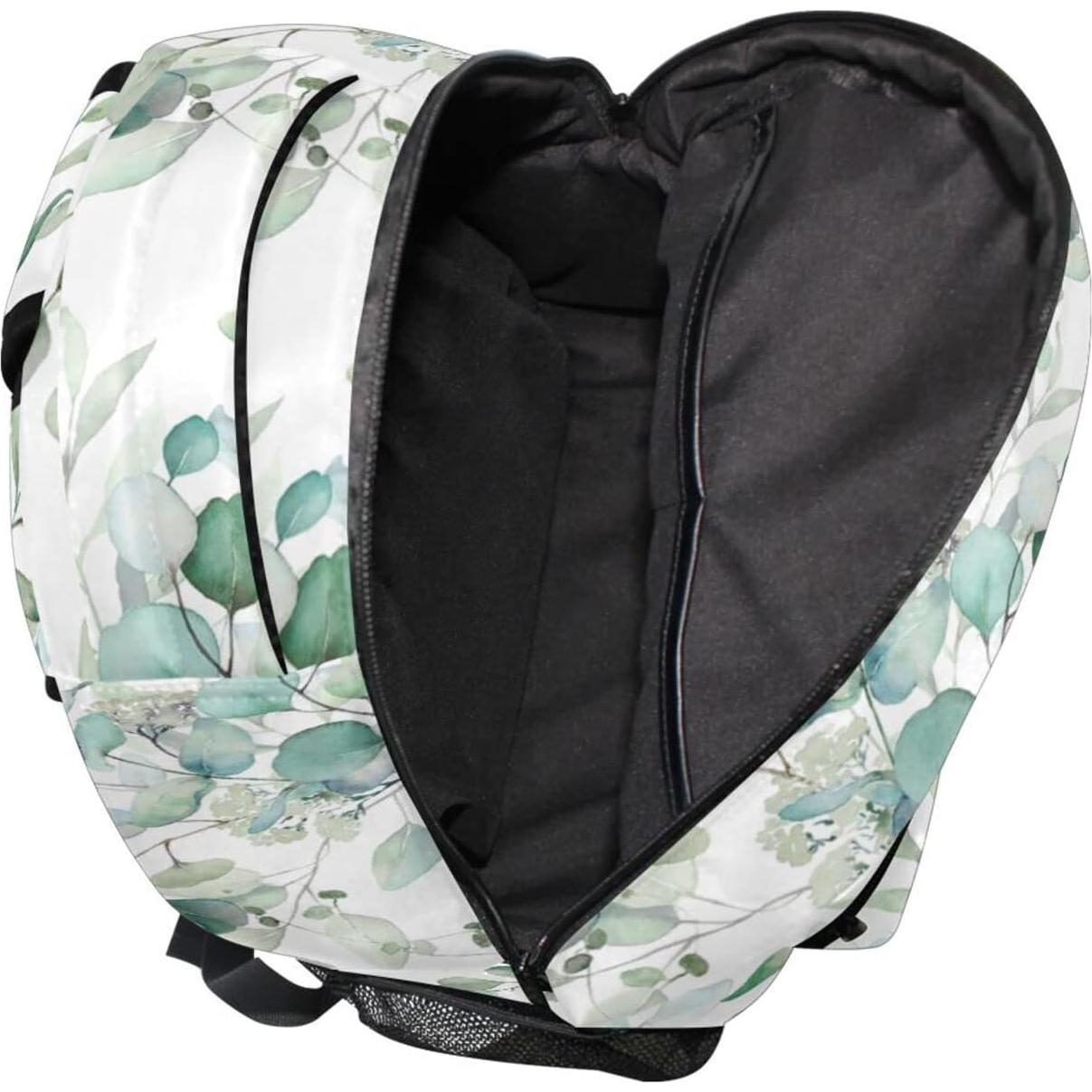 Mochila Escolar Miaoquhe Hojas Verdes Salvia 15L 40x17x29cm