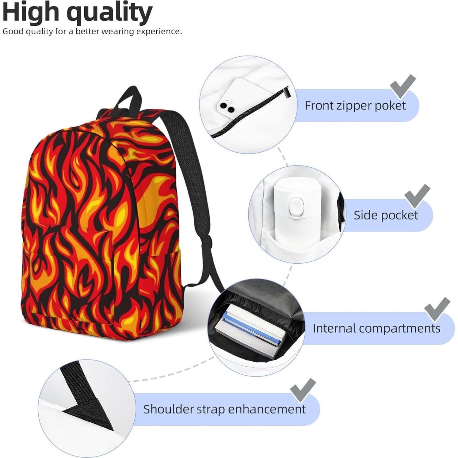 Mochila Lona Cool Fire 15" para Niños y Adultos - Ligera