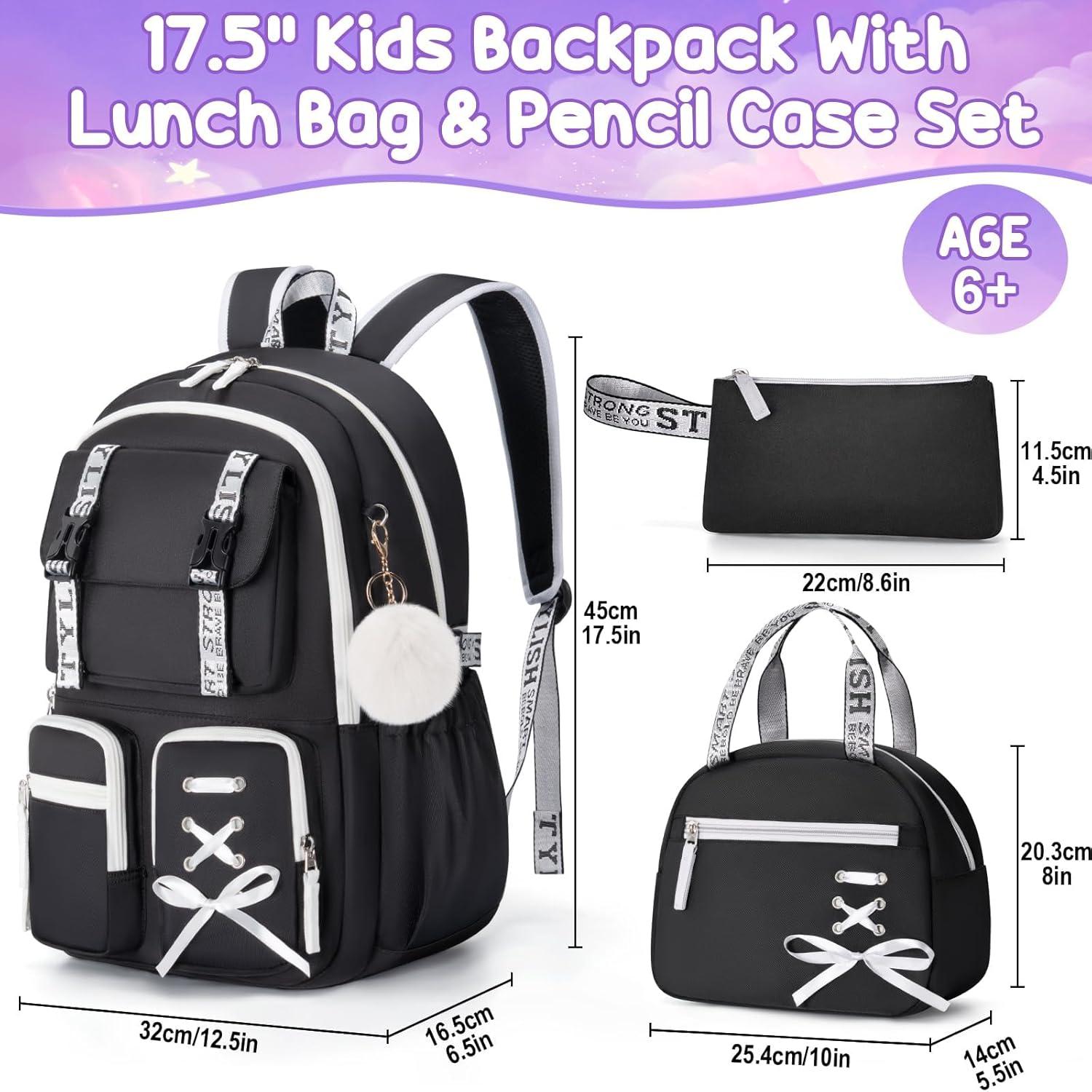 Mochila Fimibuke 3 en 1 para Niñas - Impermeable, Negro