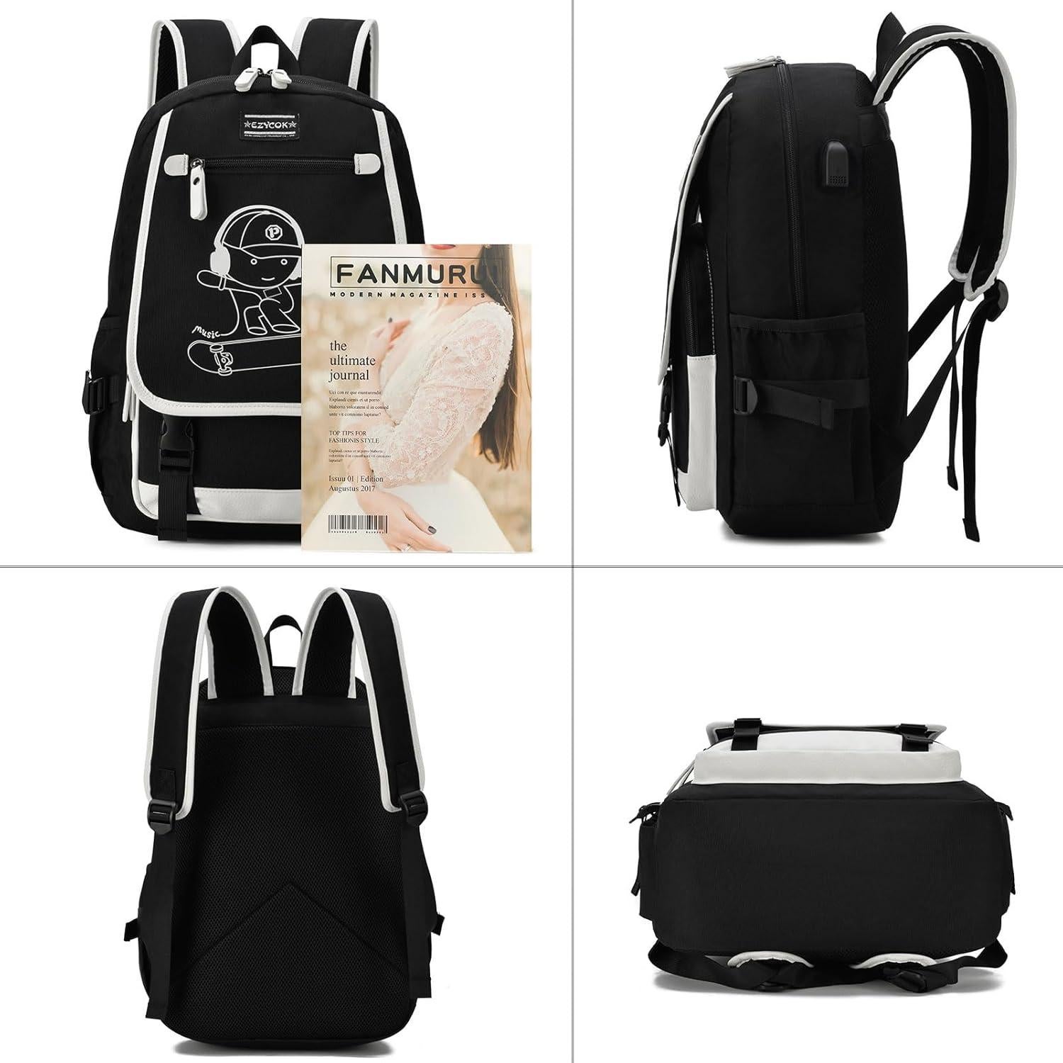 Mochila Escolar EZYCOK para Laptop 14" con Bandolera y Estuche