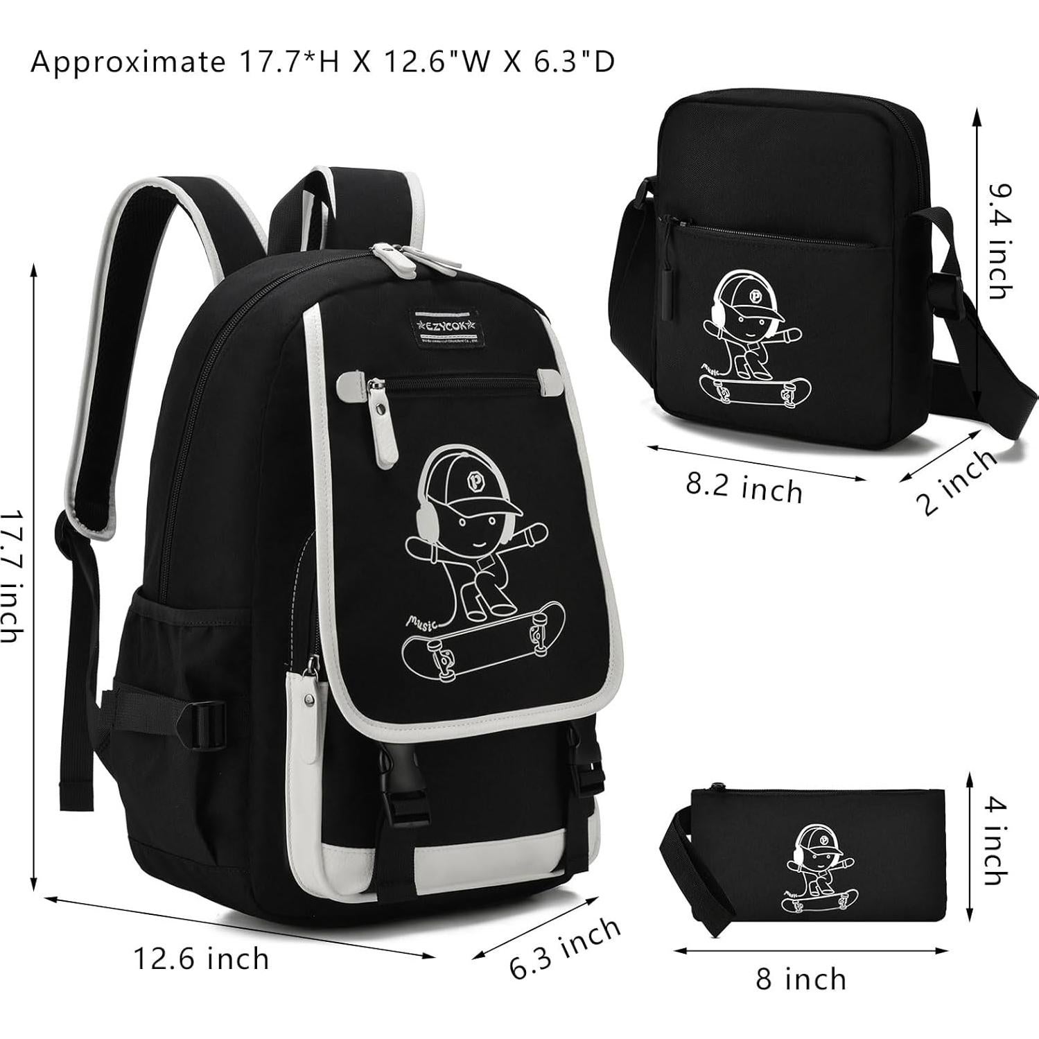 Mochila Escolar EZYCOK para Laptop 14" con Bandolera y Estuche