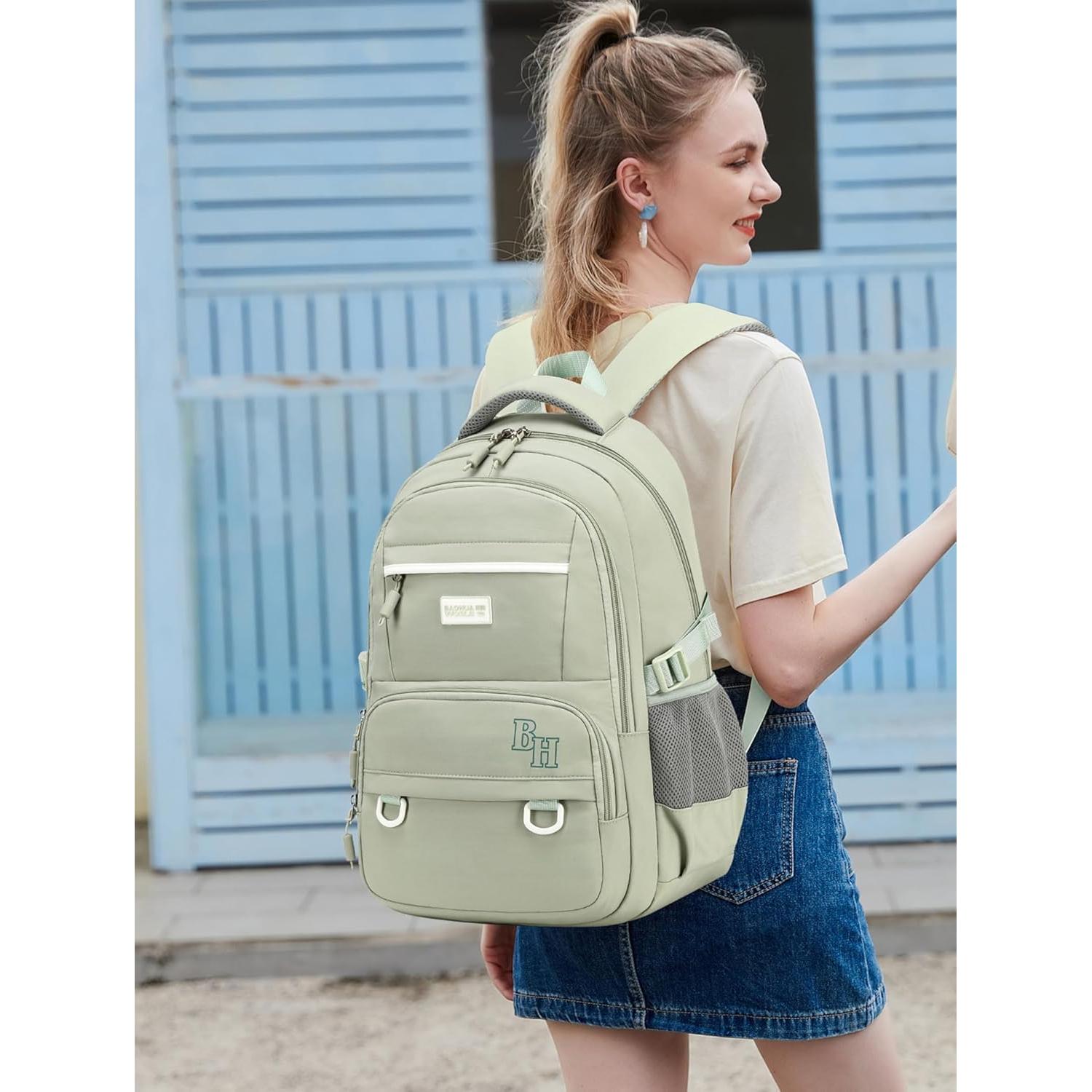 Mochila Escolar CAMTOP para Niñas 3 en 1 Verde Salvia