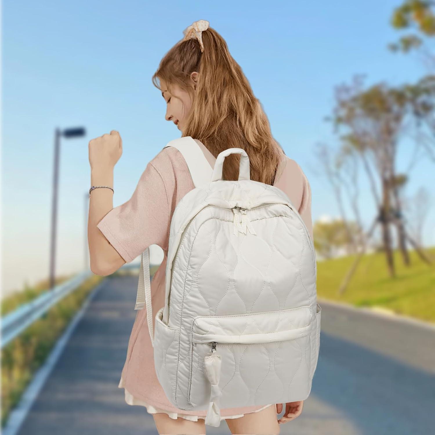 Mochila Escolar LEDAOU Beige Acolchado 18L para Niñas