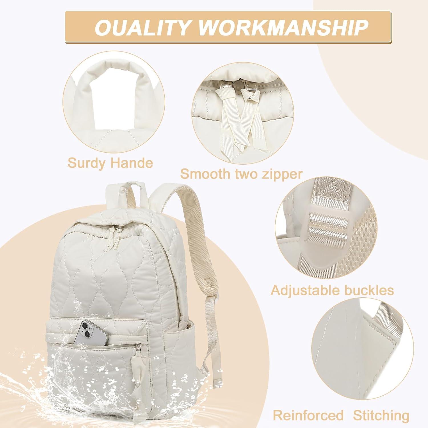 Mochila Escolar LEDAOU Beige Acolchado 18L para Niñas