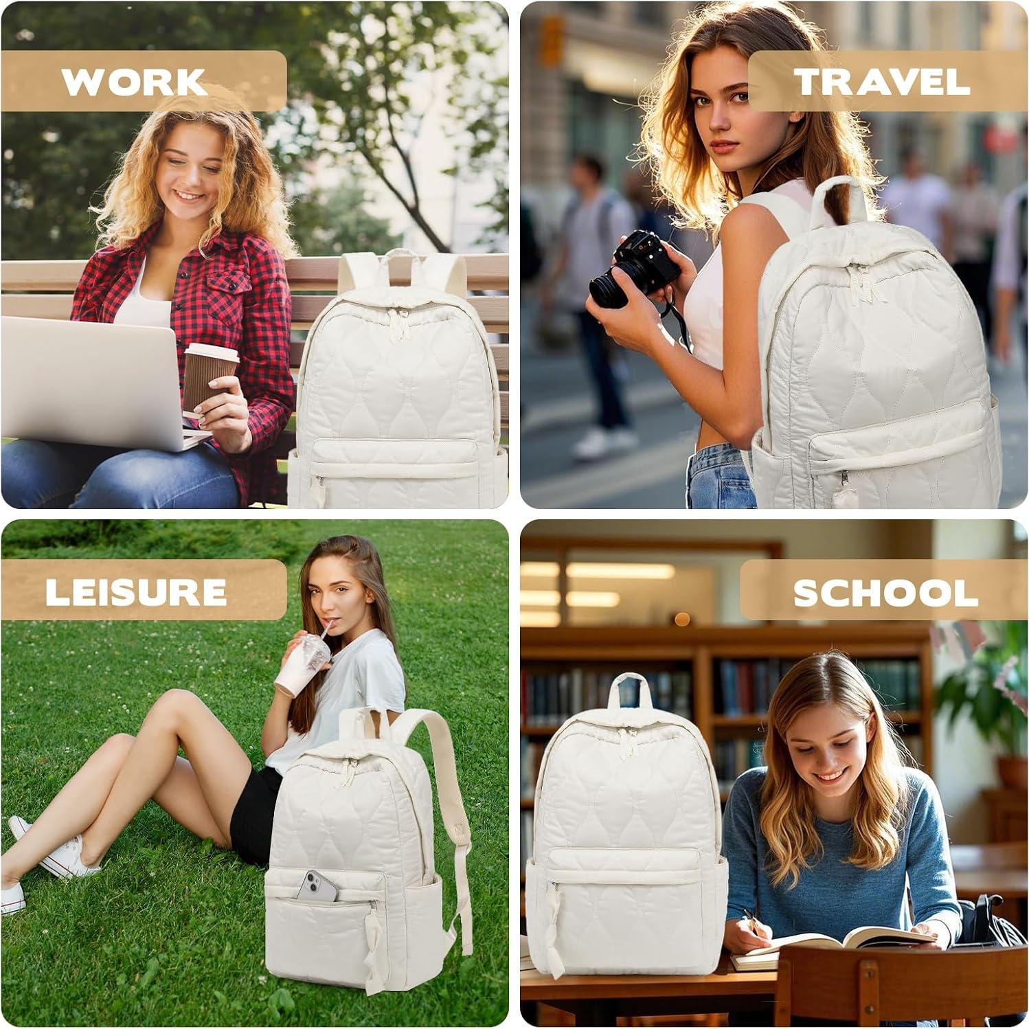 Mochila Escolar LEDAOU Beige Acolchado 18L para Niñas