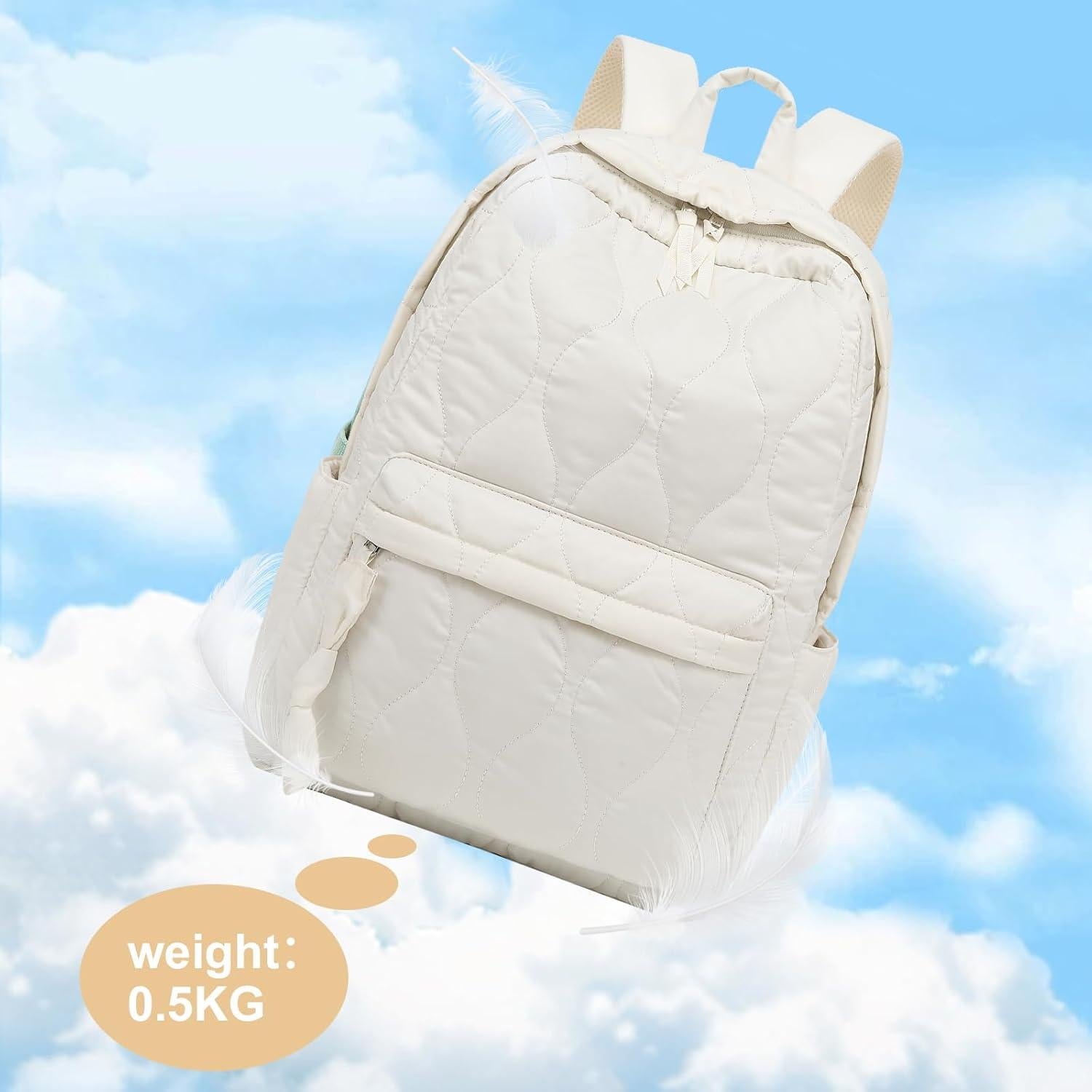 Mochila Escolar LEDAOU Beige Acolchado 18L para Niñas