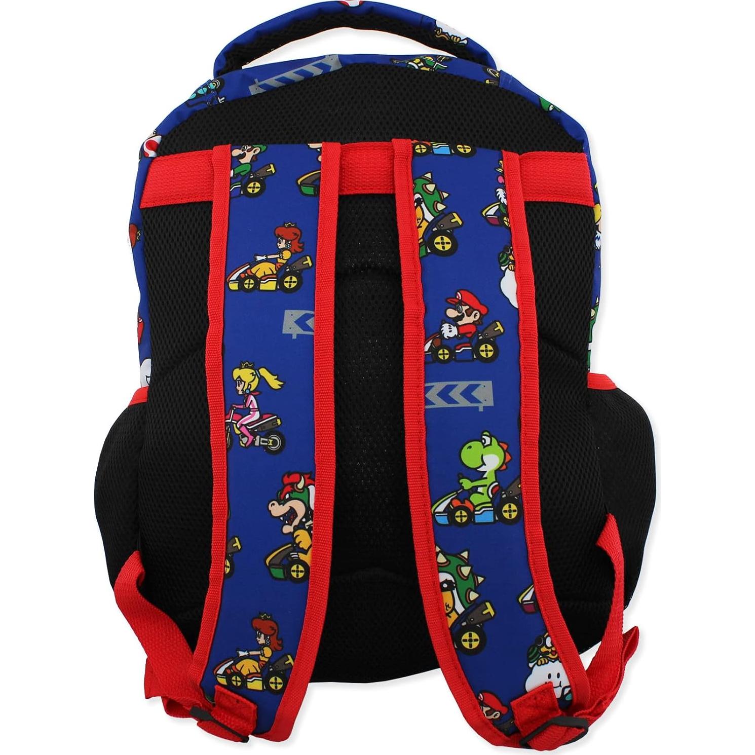 Mochila Escolar Mario Kart Azul 16 Pulgadas Niños Niñas