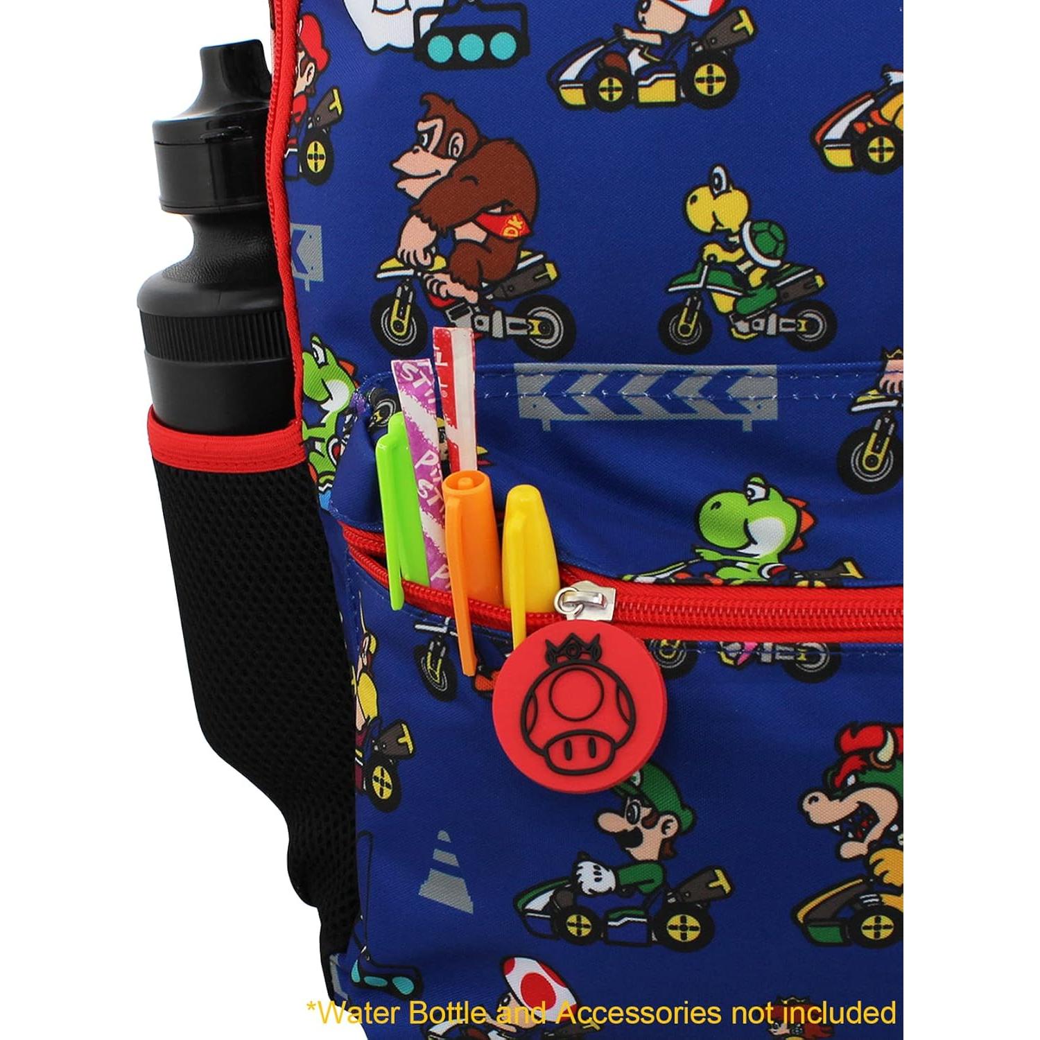Mochila Escolar Mario Kart Azul 16 Pulgadas Niños Niñas