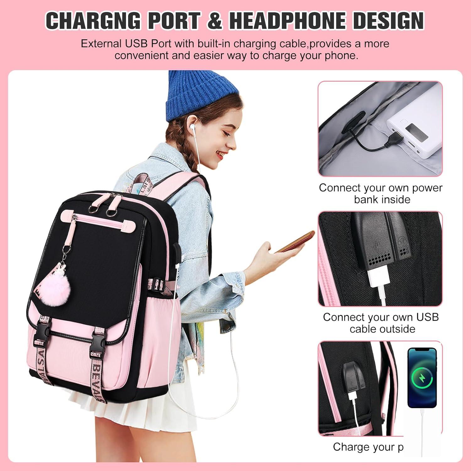 Mochila Escolar Bevalsa Rosa 21L con Estuche y Almuerzo