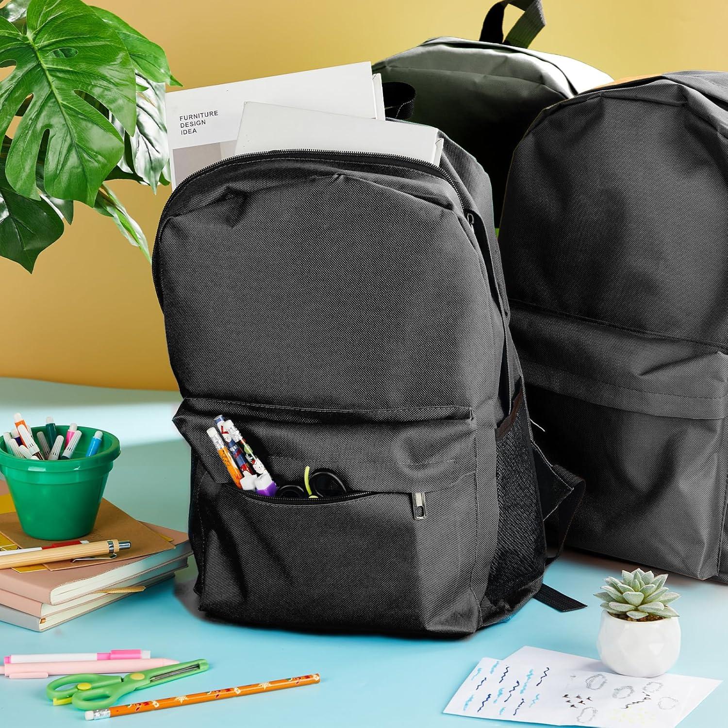 Paquete de 12 Mochilas Escolares Negras 17" Tevxj