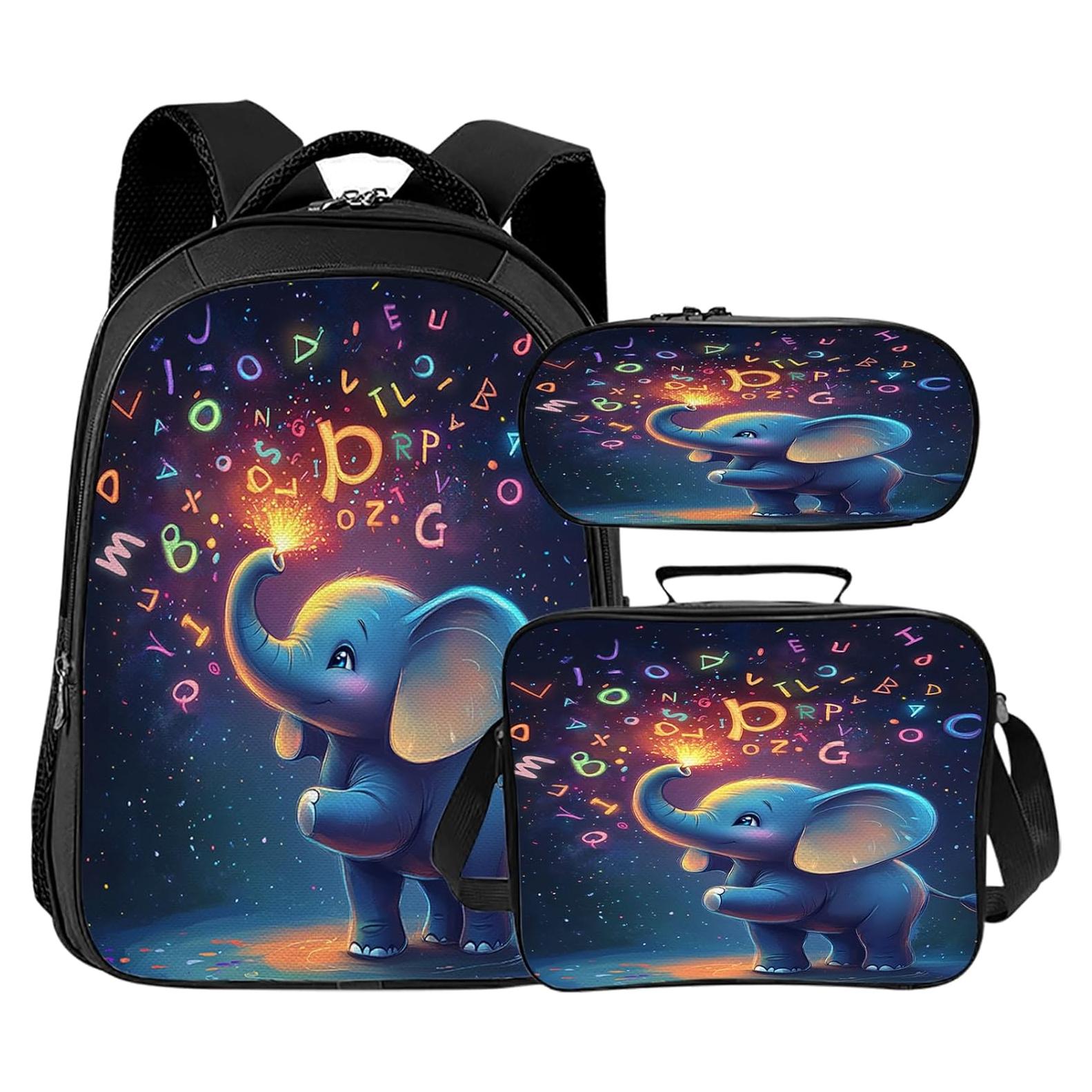 Mochila Escolar Infantil Elefante Baegopa 3 Piezas 40.6 cm