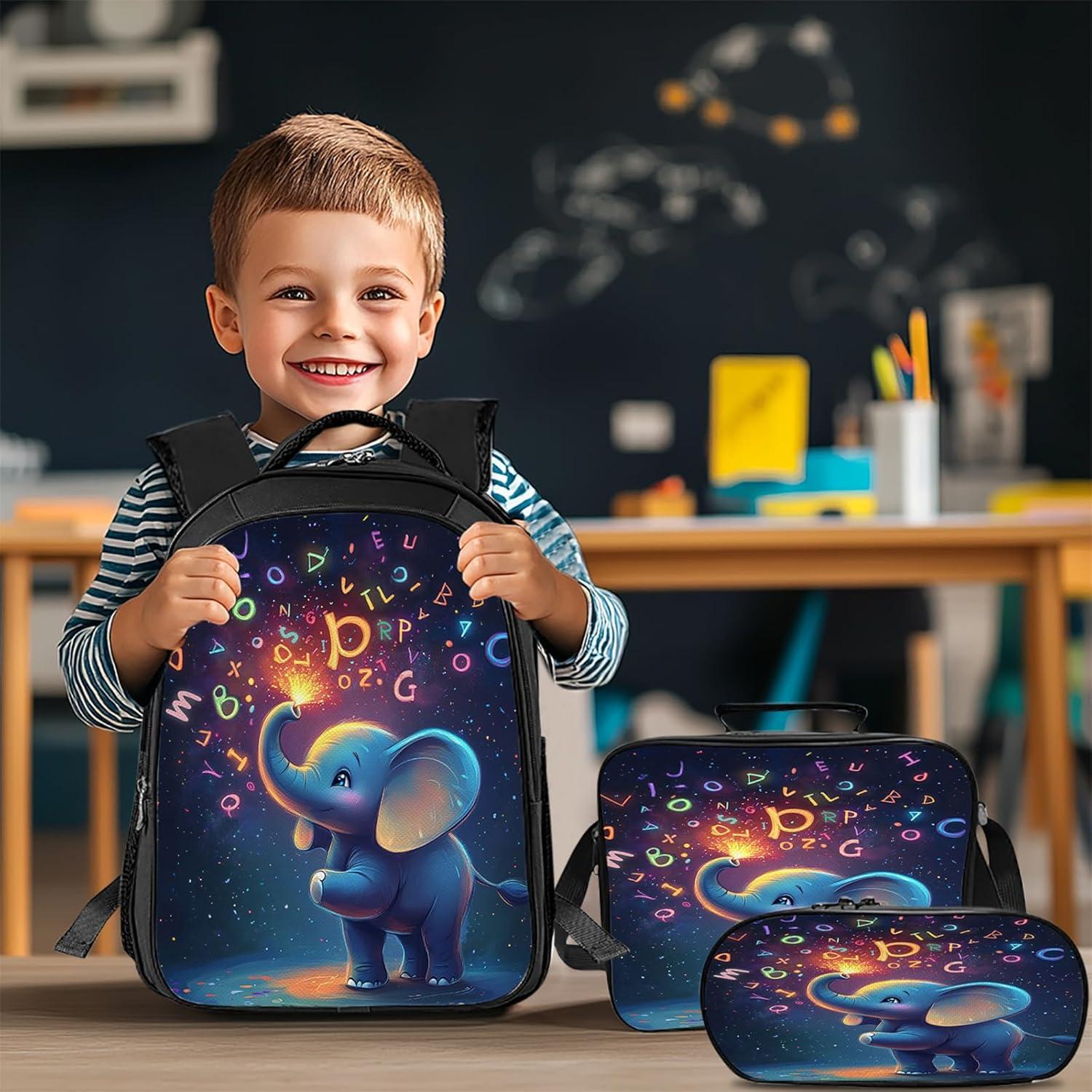 Mochila Escolar Infantil Elefante Baegopa 3 Piezas 40.6 cm